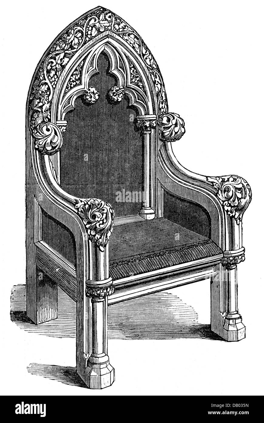 furnishings, chairs, gothic chair, by Williams and Lumsden, design ... furnishings, chairs, gothic chair, by Williams and Lumsden, design ...