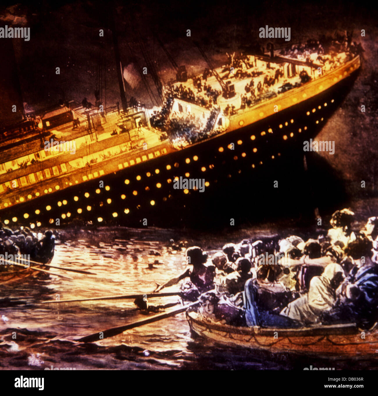 The Loss of the Titanic Magic Lantern Slide 1912 Stock Photo