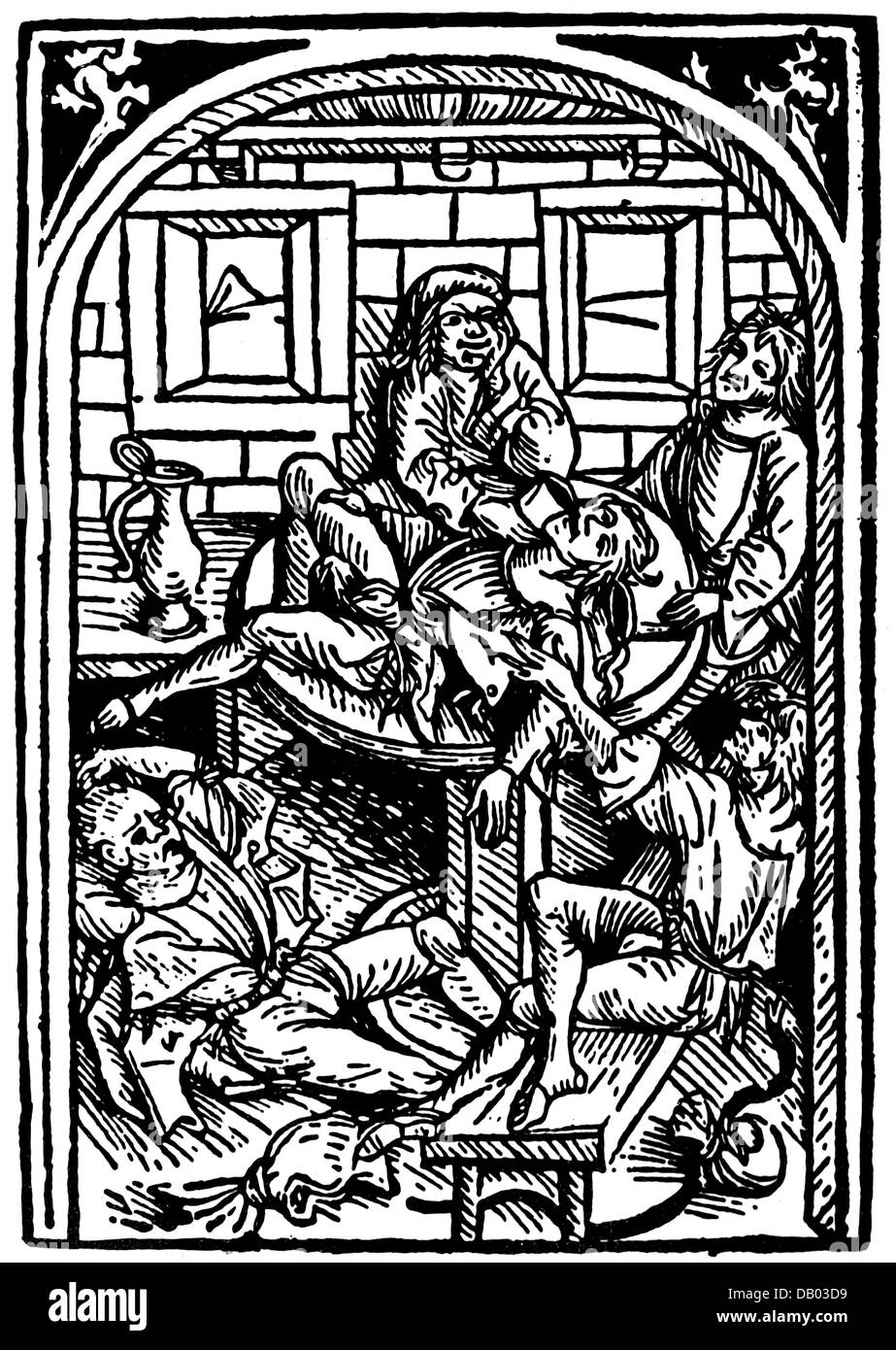 religion, biblical scenes, 'The Prodigal Son', woodcut, Schelmenzunfft by Thomas Murner, Frankfurt am Main, 1512, Additional-Rights-Clearences-Not Available Stock Photo