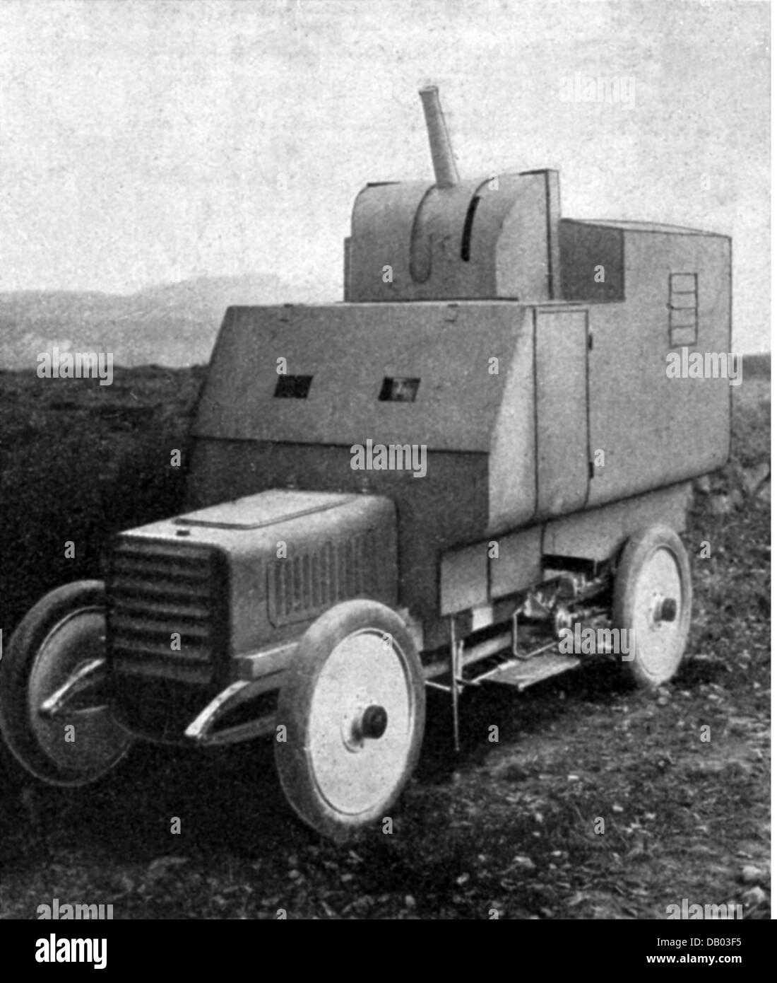 military, machinery of war, armoured car with balloon gun, designed by Ehrhardt, 1908, Additional-Rights-Clearences-Not Available Stock Photo