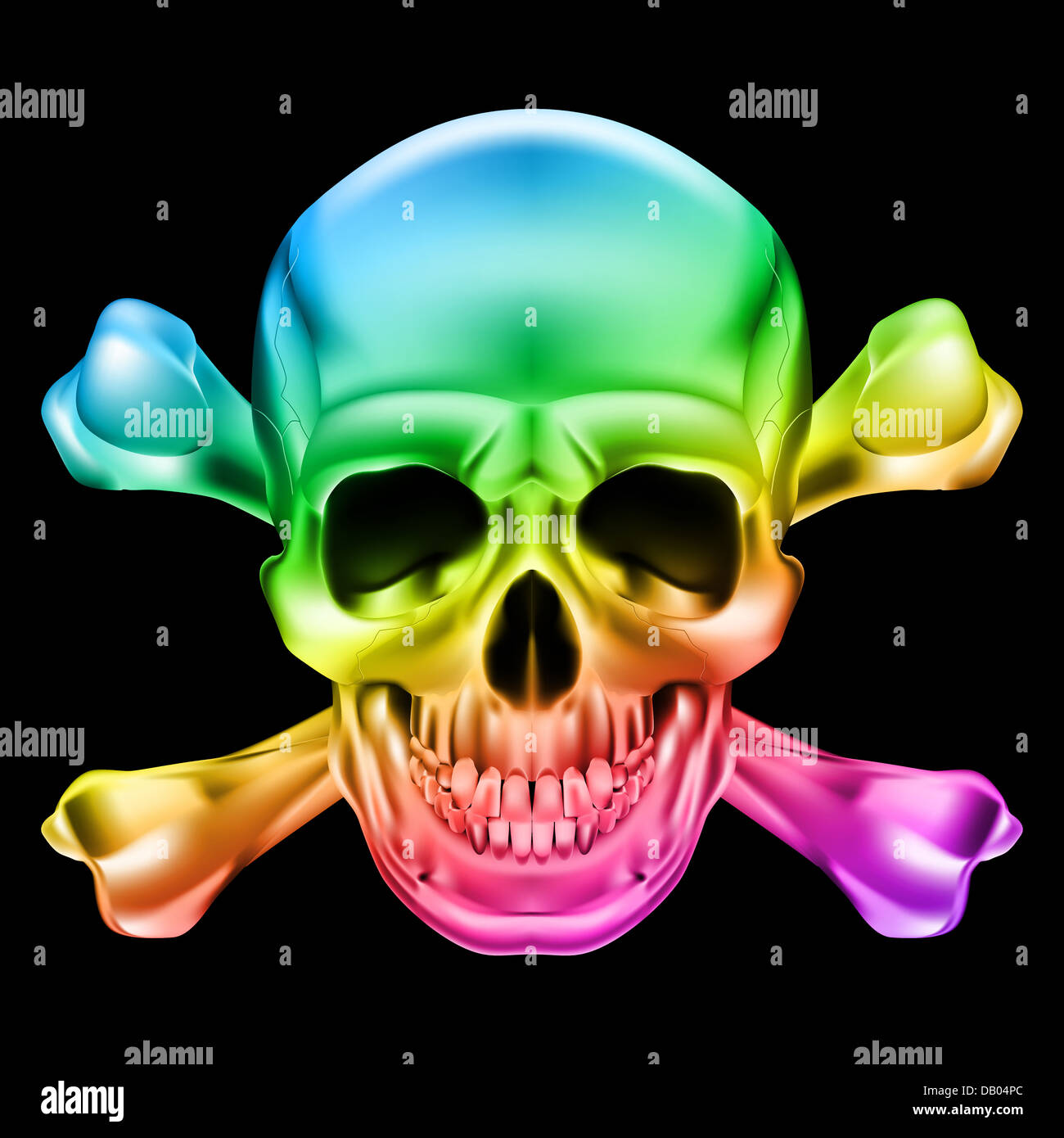 Rainbow Skull and Crossbones. Illustration on black background Stock ...