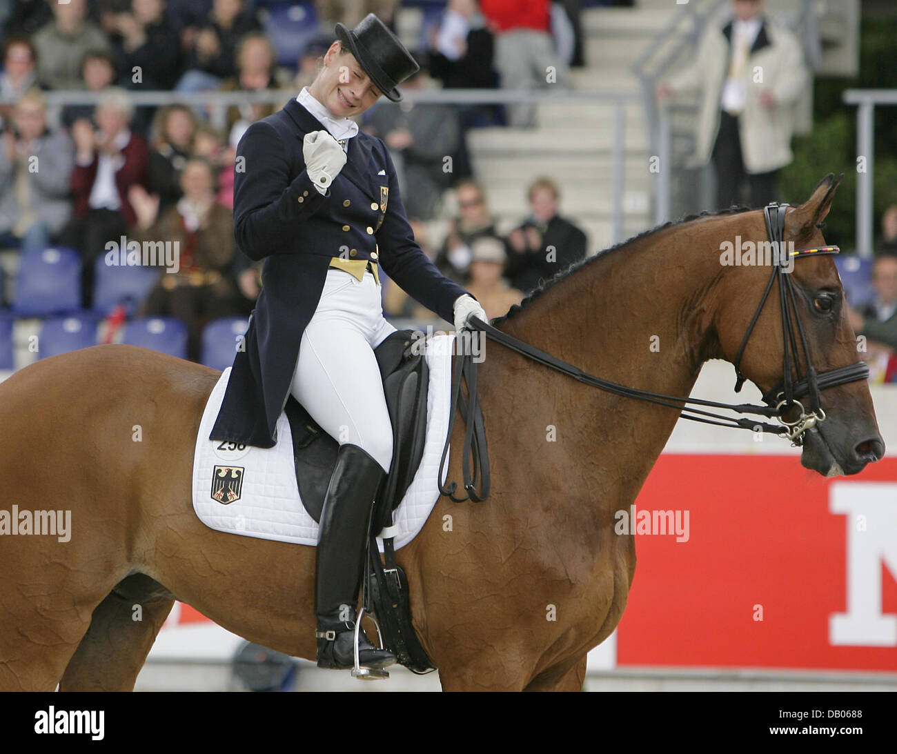 German dressage rider Isabell Werth and her horse 'Satchmo' are ...