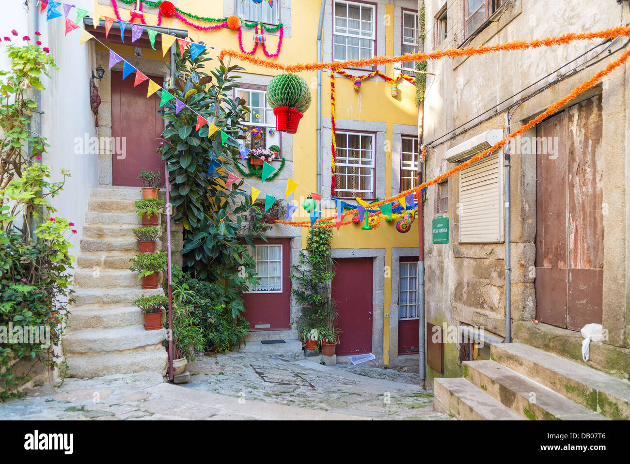 alley in old town of porto portugal Stock Photo