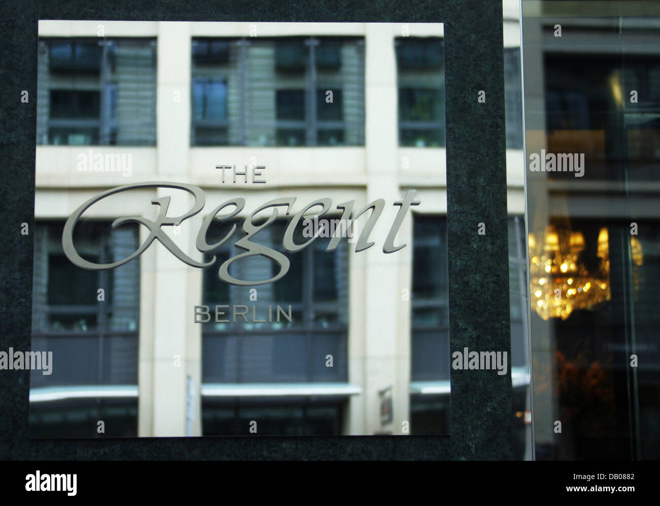 The photo shows the logo of 'The Regent' luxury hotel in Berlin, 09 July 2007. US American actor Tom Cruis has currently rented two whole storeys at the hotel. He is in Berlin for the shooting of 'Valkyrie', in which he stars as anti-nazi resistance fighter Claus Schenk Graf von Stauffenberg. Photo: Johannes Eisele Stock Photo