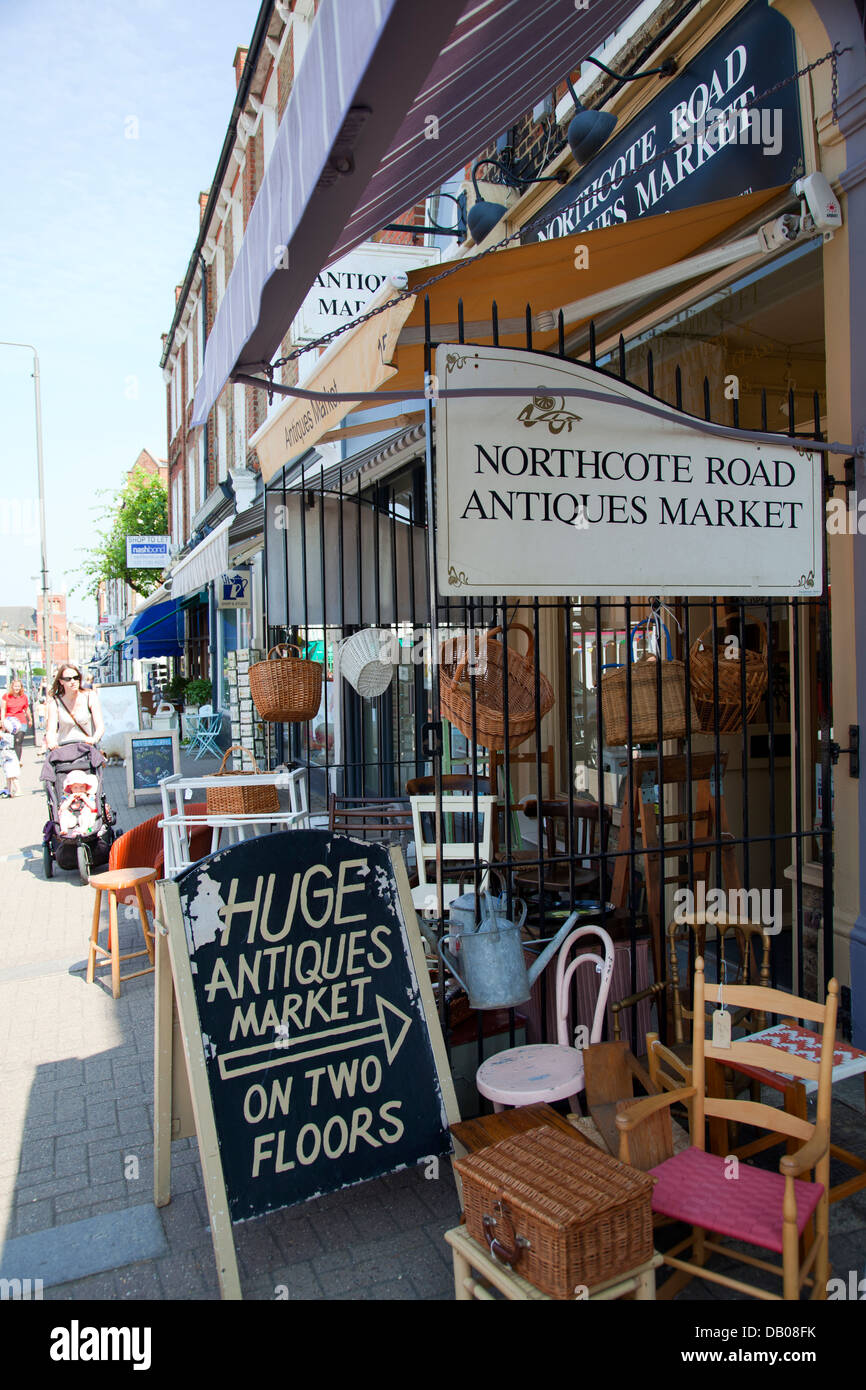 Northcote Road Antiques Market in Wandsworth, Battersea - London UK Stock Photo