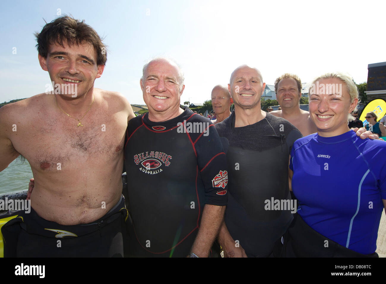 Padstow, UK. 21st July, 2013. Stephan De Lumre, Rick Stein, David Sharland and Siebe Richards are Team Rick Stein's Seafood Restaurant. Credit:  Jeremy Northcott/Alamy Live News Stock Photo