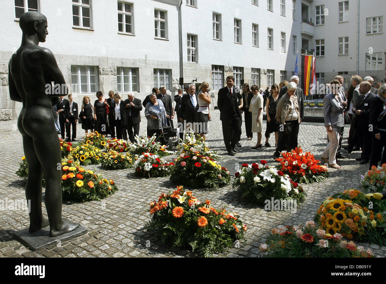 Image result for View on the patio and the guests to the memorial plate for Third Reich resistance fighters at the Bendler block of Berlin, Germany, 20 July 2007. Representants of German Federal Council and the German Bundeswehr honoured the resistance of Wehrmacht officers a
