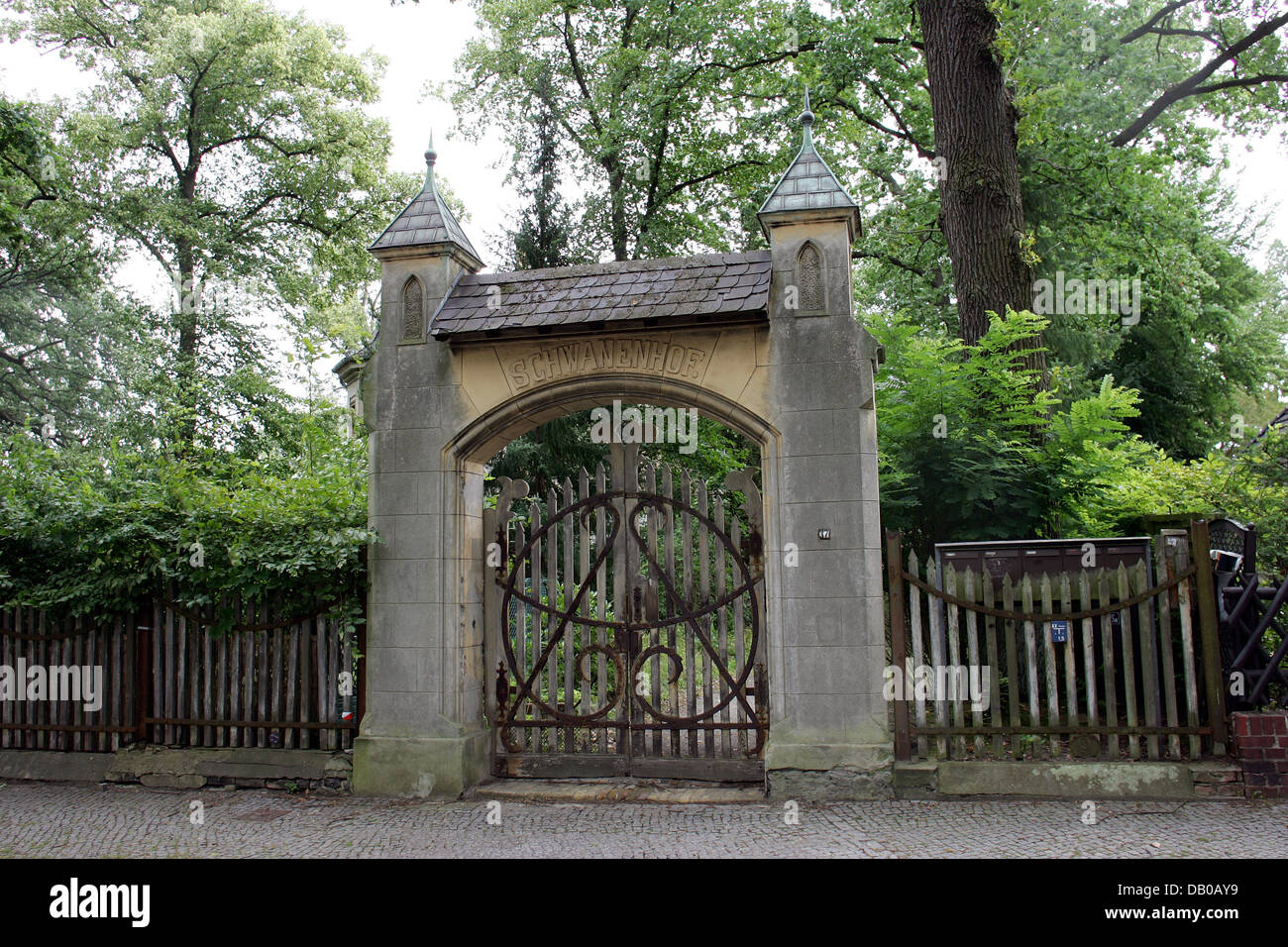 The picture shows Schwanenhof estate on Schwanenwerder Island at Lake Wannsee in Berlin, Germany
