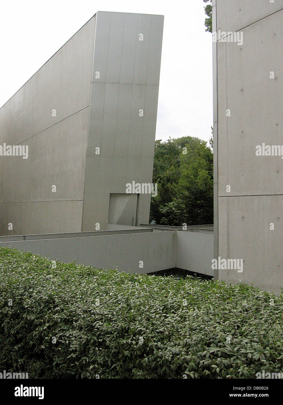 The photo shows the ramp leading to the entrance of the Felix Nussbaum Museum in Osnabrueck, Germany, 19 July 2007. The museum holds the world's largest collection of artworks by Felix Nussbaum, who was born in Osnabrueck in 1904 and murdered in Auschwitz in 1944. It was designed by US American architect Daniel Libeskind, who composed a building, which corresponds well to life and  Stock Photo
