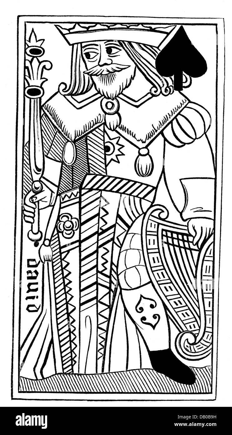 game, cards, playing card, French, king of spades, "David", early 16th