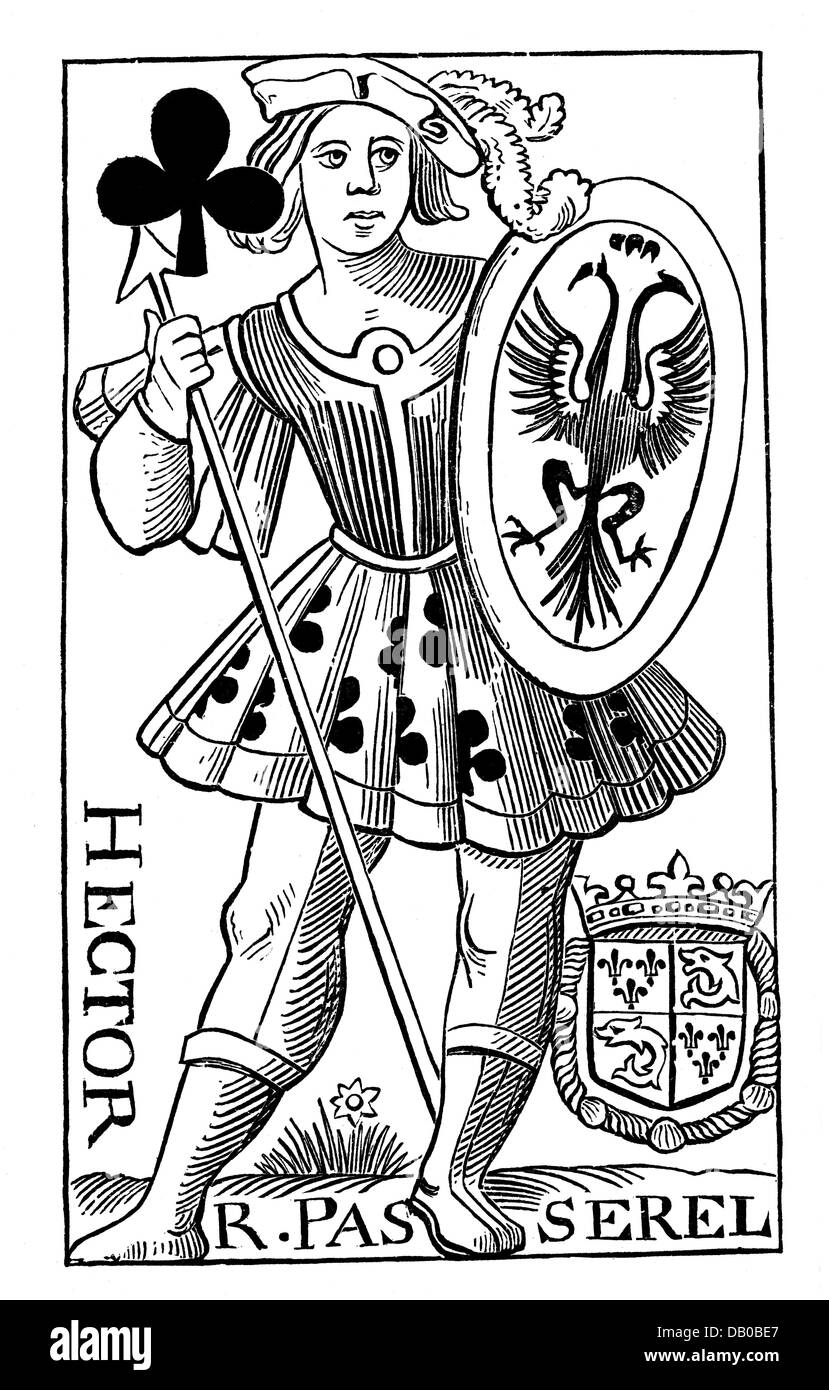 game, card, playing card, French, jack of clubs, "Hector", from the