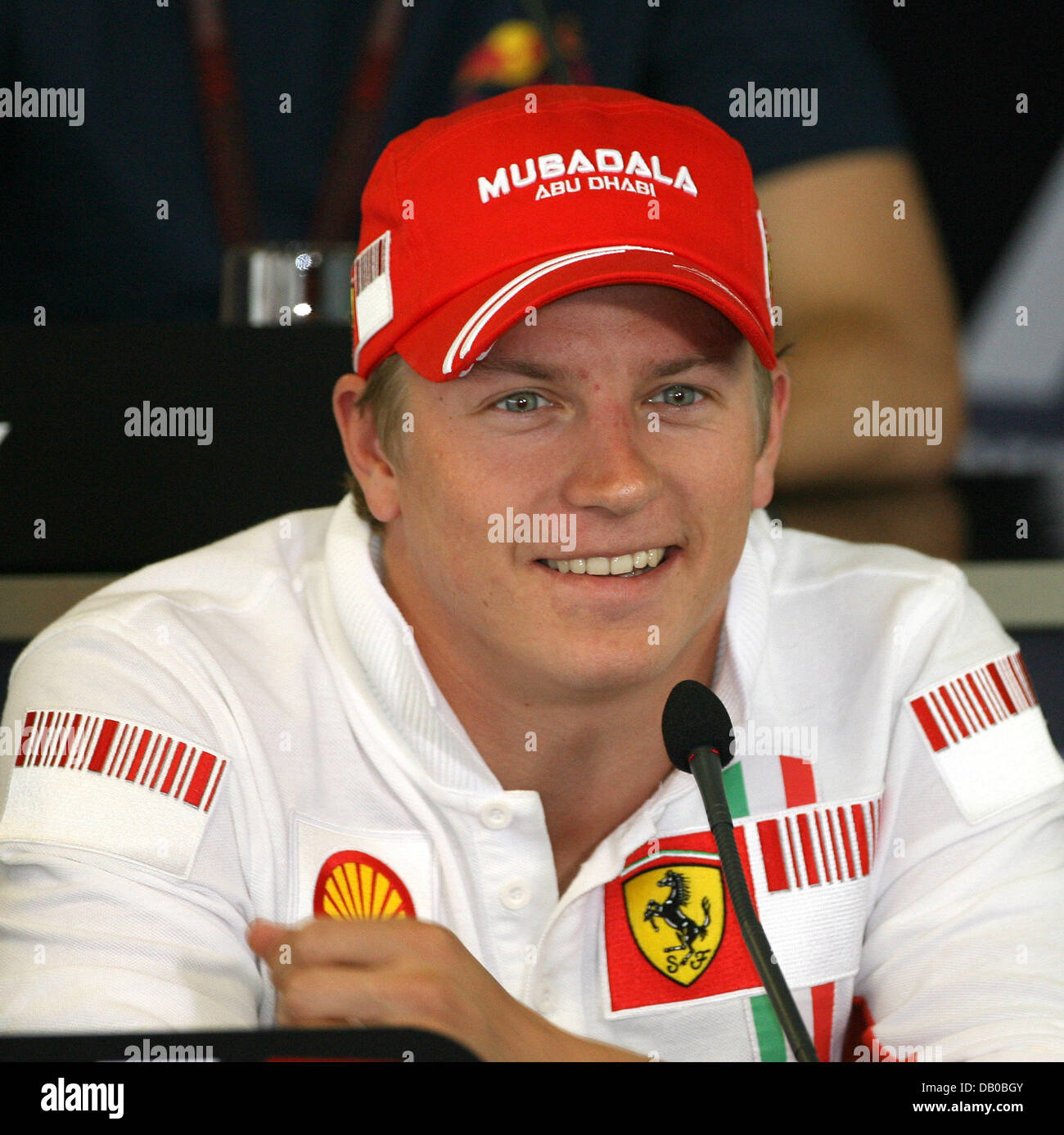 Finnish Formula One Driver Kimi Raikkonen Of Ferrari Laughs During A Press Conference At The