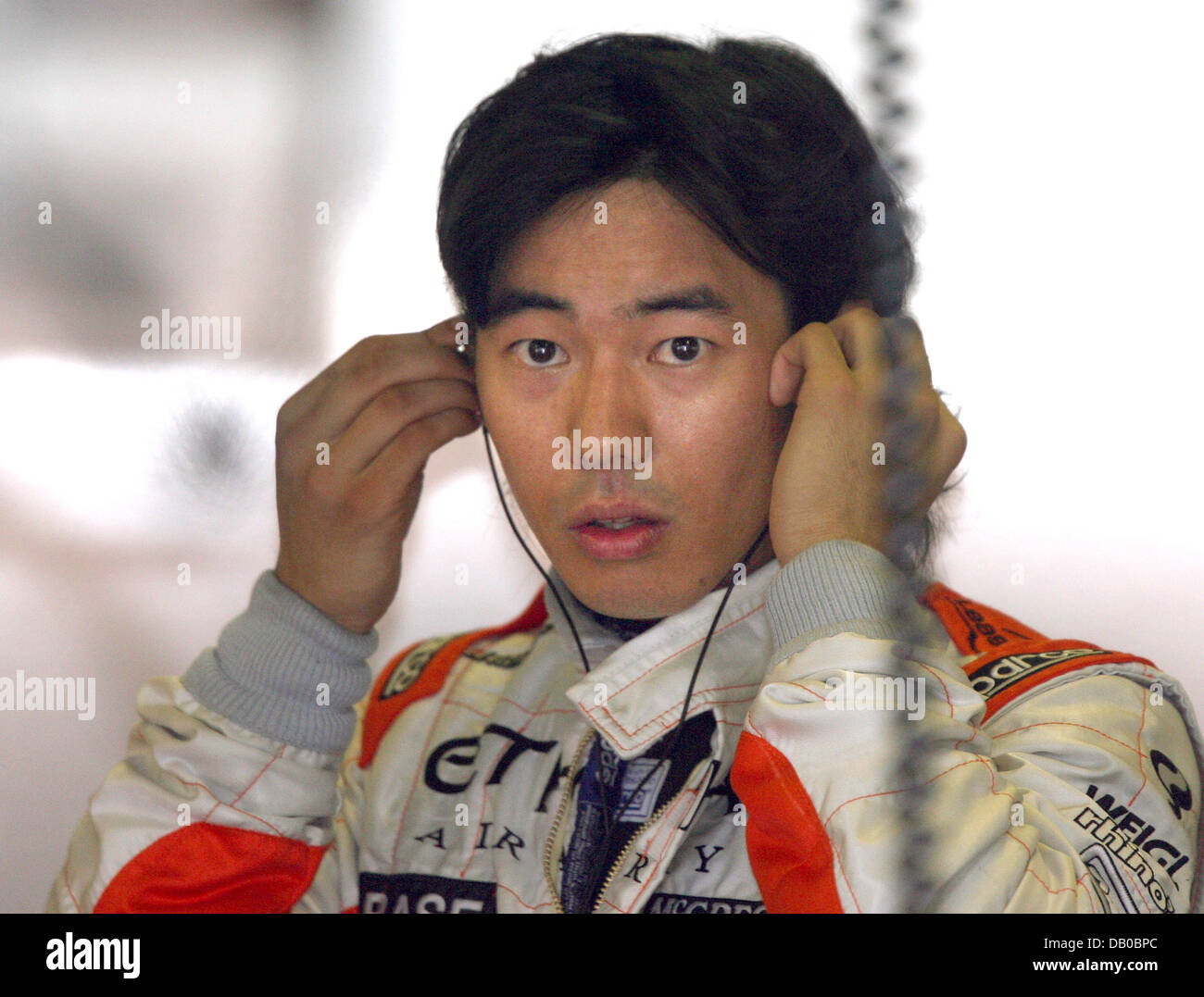 Japanese Formula One driver Sakon Yamamoto of Spyker in the pits during