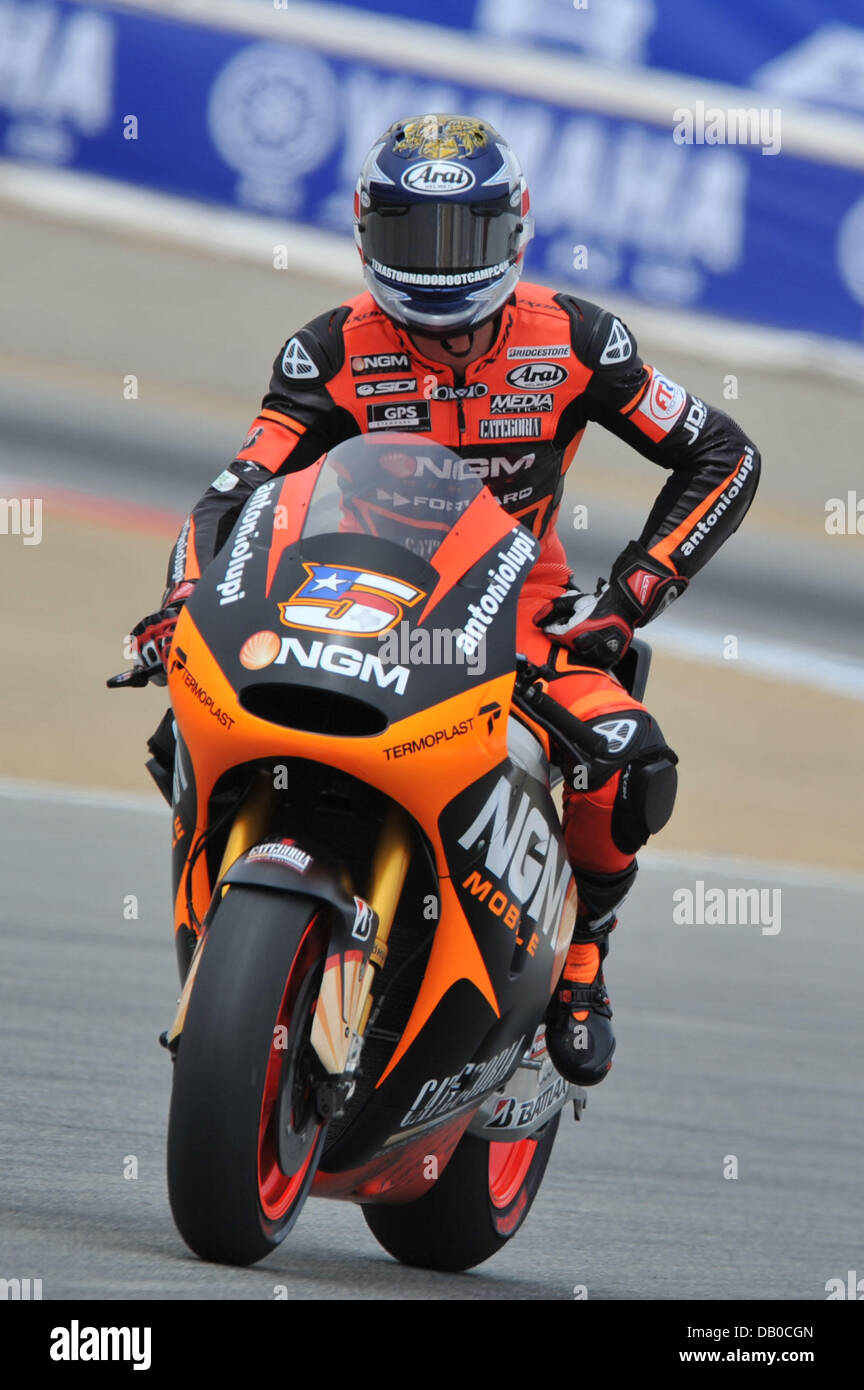 Monterey, California, USA. 20th July, 2013. NGM Mobile Forward Racing Rider COLIN EDWARDS of The United States (#5) during Saturday's free practice. Credit:  Scott Beley/ZUMAPRESS.com/Alamy Live News Stock Photo