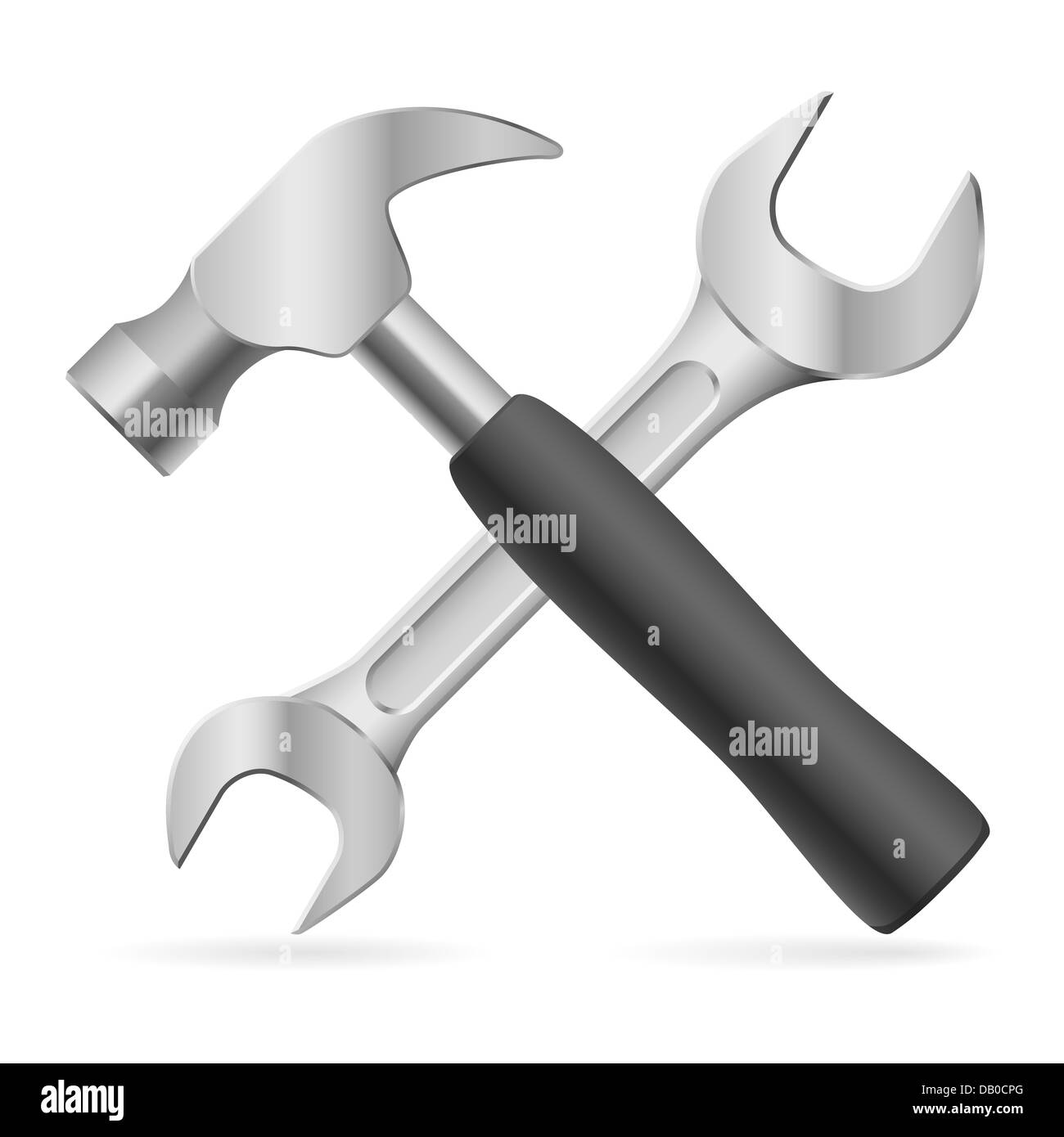Hammer and wrench. Illustration on white background for design Stock