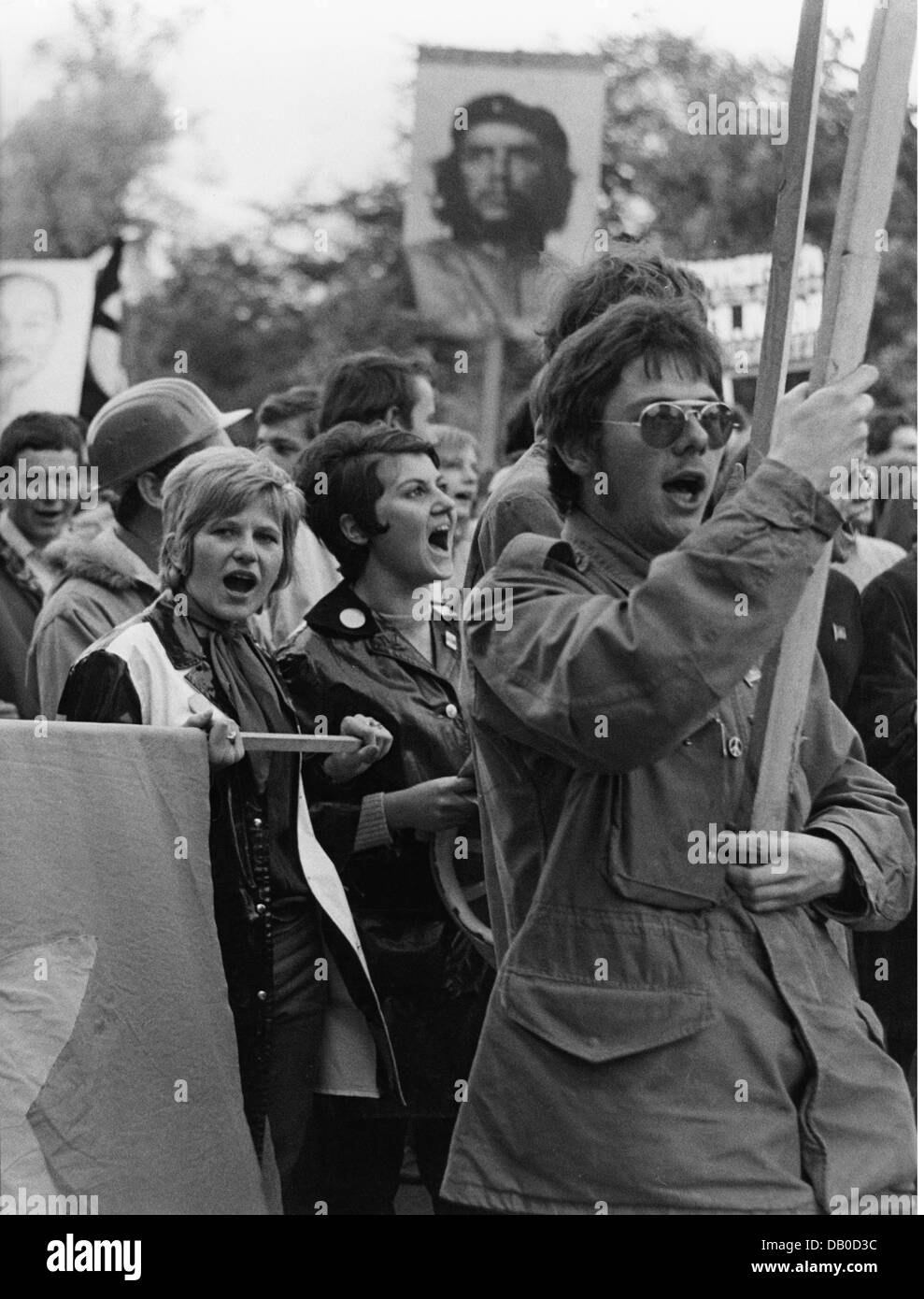 politics, demonstrations, Germany, demonstration, Munich, 1968 / 1969, Additional-Rights-Clearences-Not Available Stock Photo