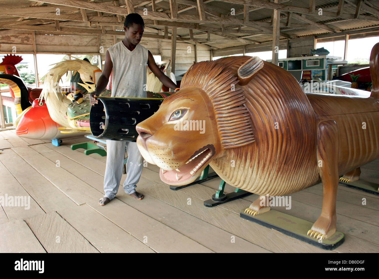 Out of the ordinary coffins are on sale at a coffin maker's in
