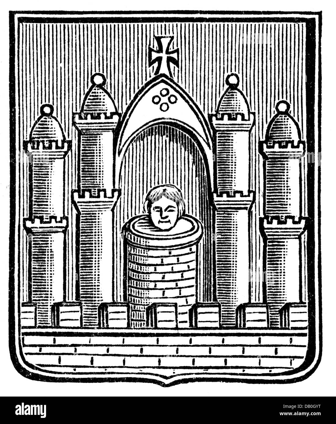 heraldry, coat of arms, Germany, city arms, Merseburg, wood engraving, 1893, Additional-Rights-Clearences-Not Available Stock Photo