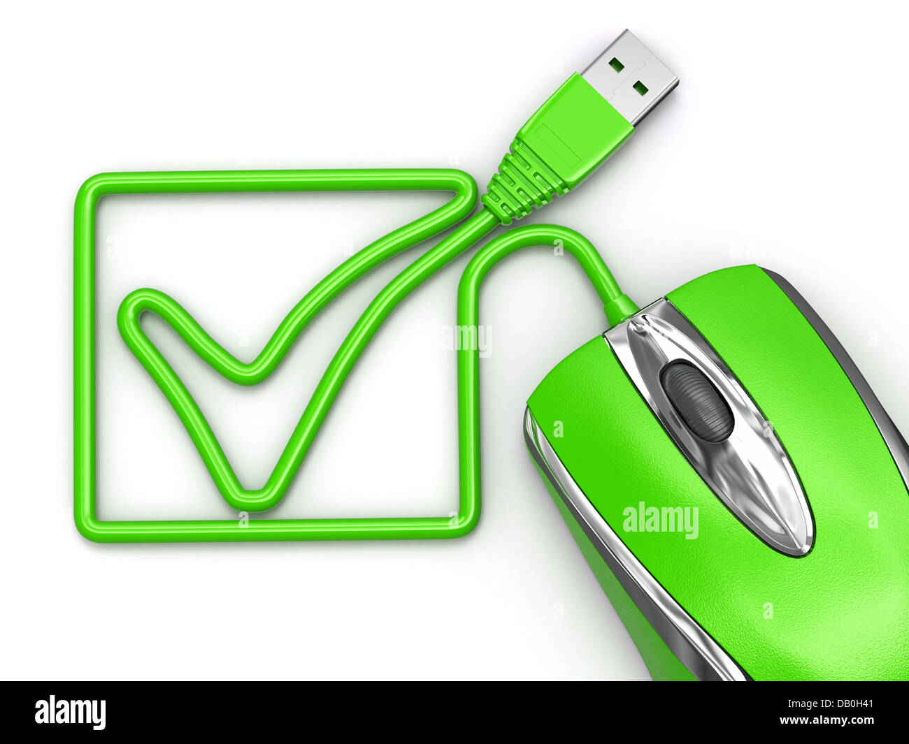 Online checklist. Computer mouse on white isolated background. 3d Stock ...