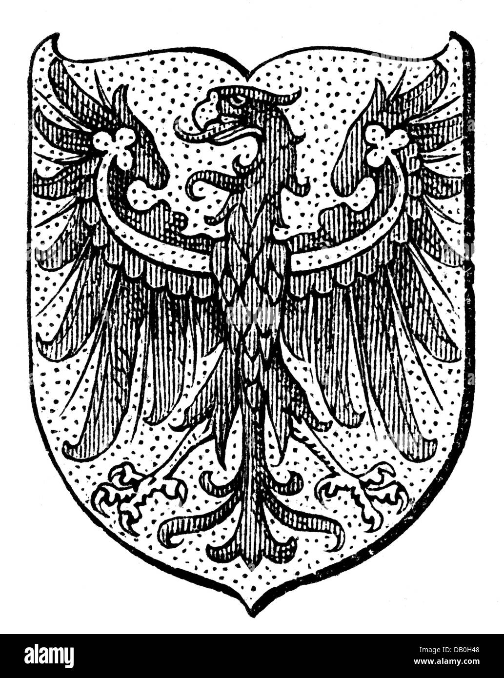 heraldry, coat of arms, Germany, city arms, Potsdam, wood engraving, 1893, Additional-Rights-Clearences-Not Available Stock Photo
