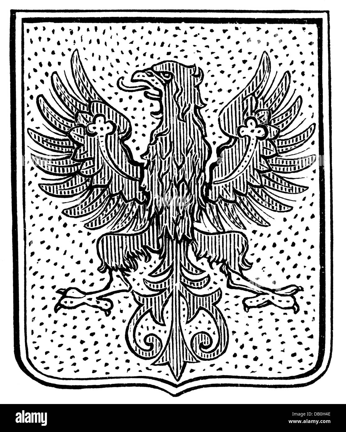 heraldry, coat of arms, Germany, city arms, Potsdam, wood engraving, 1875, Additional-Rights-Clearences-Not Available Stock Photo