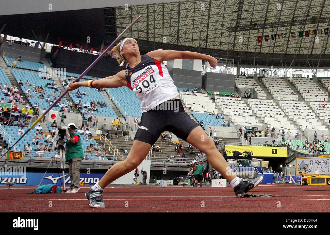German Steffi Nerius is pictured in action in the Women Javelin Throw