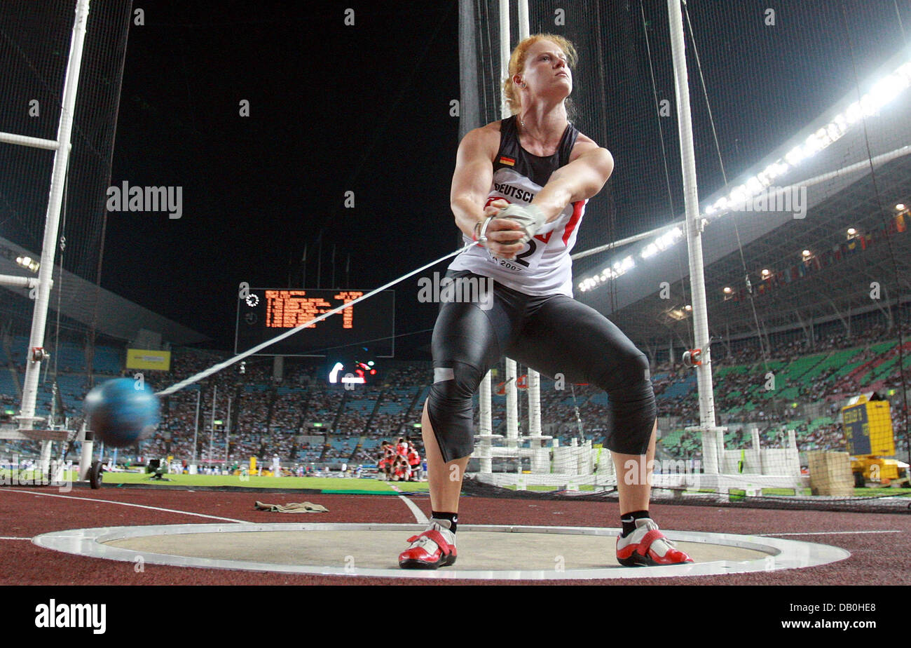 German hammer thrower Betty Heidler shown in action during the womenÁs