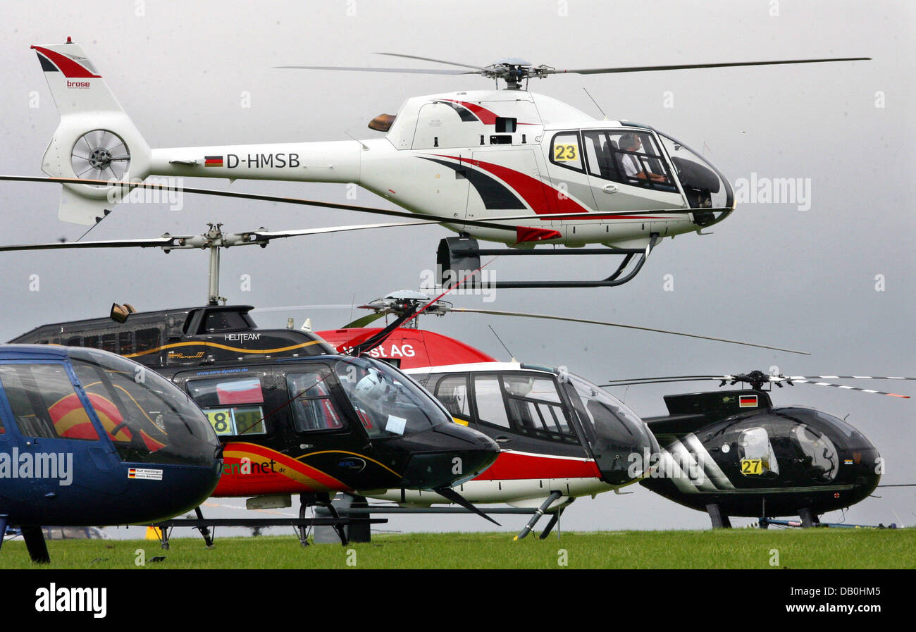 One of many helicopters takes off for a navigation flight during the