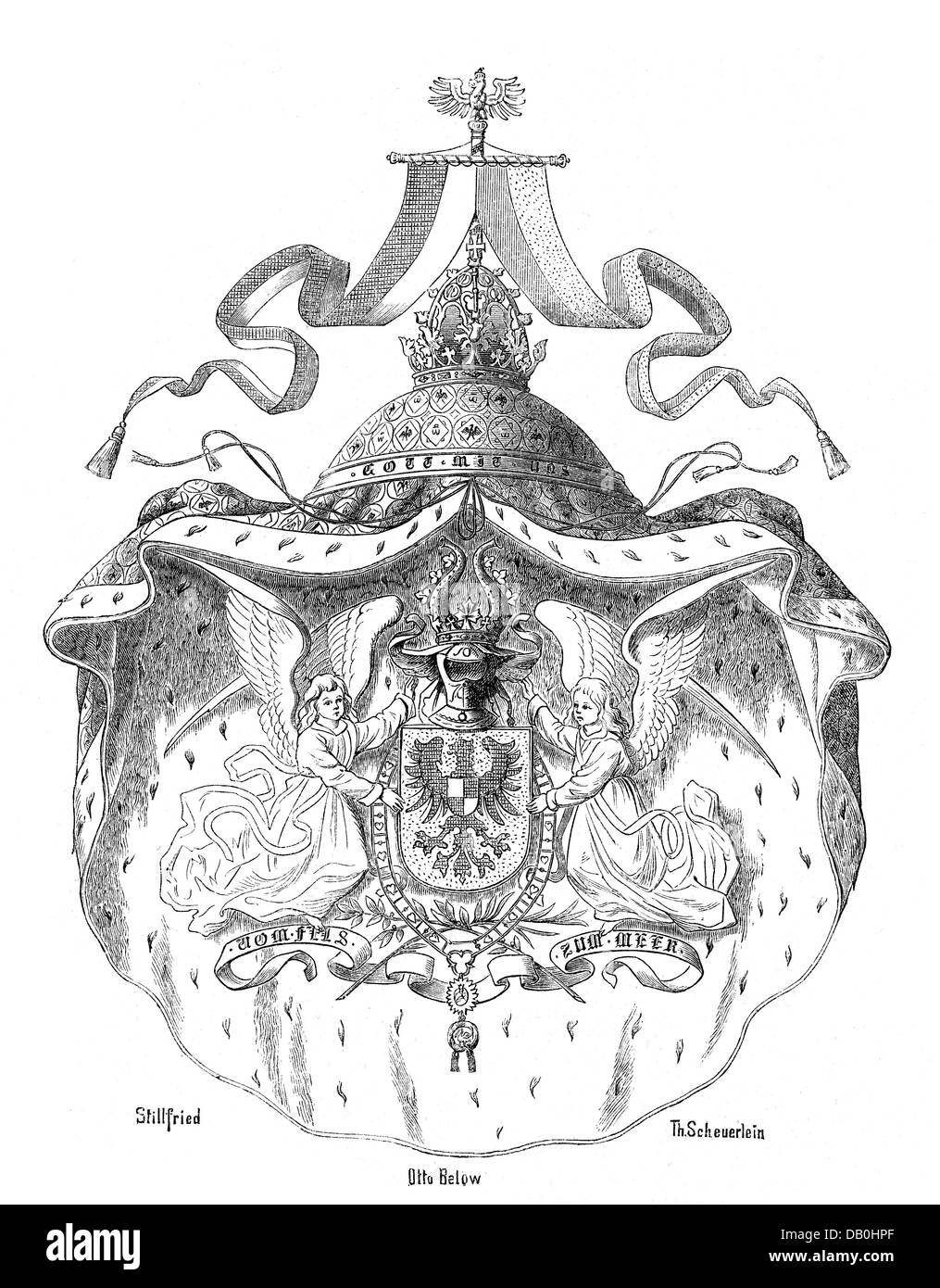 heraldry, coat of arms, Germany, great coat of arms of the German Emperor, layout, wood engraving, circa 1872, Additional-Rights-Clearences-Not Available Stock Photo