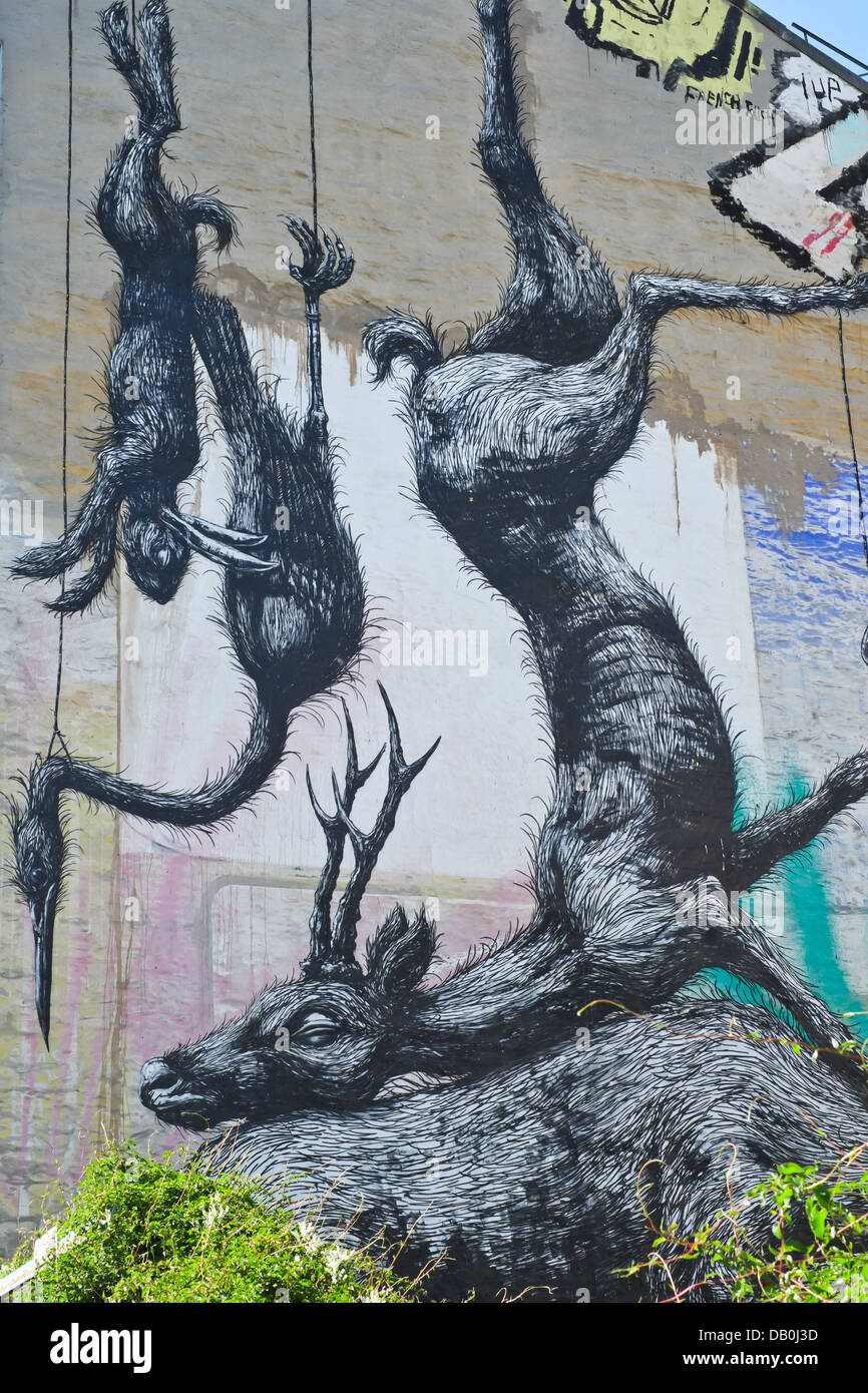 GRAFFITI ON WALLS IN KREUZBERG, BERLIN Stock Photo