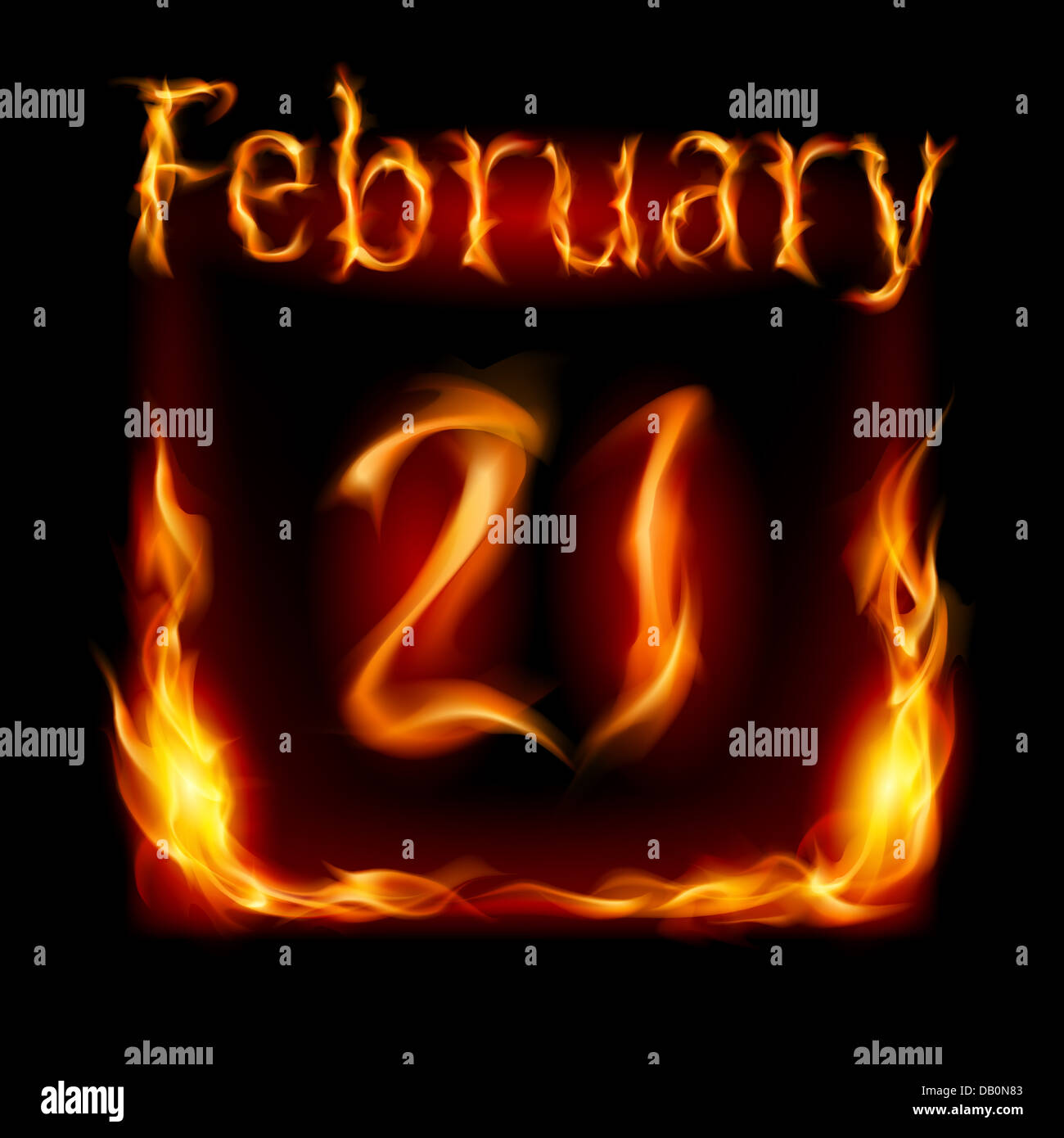 Twenty-first February in Calendar of Fire. Icon on black background ...
