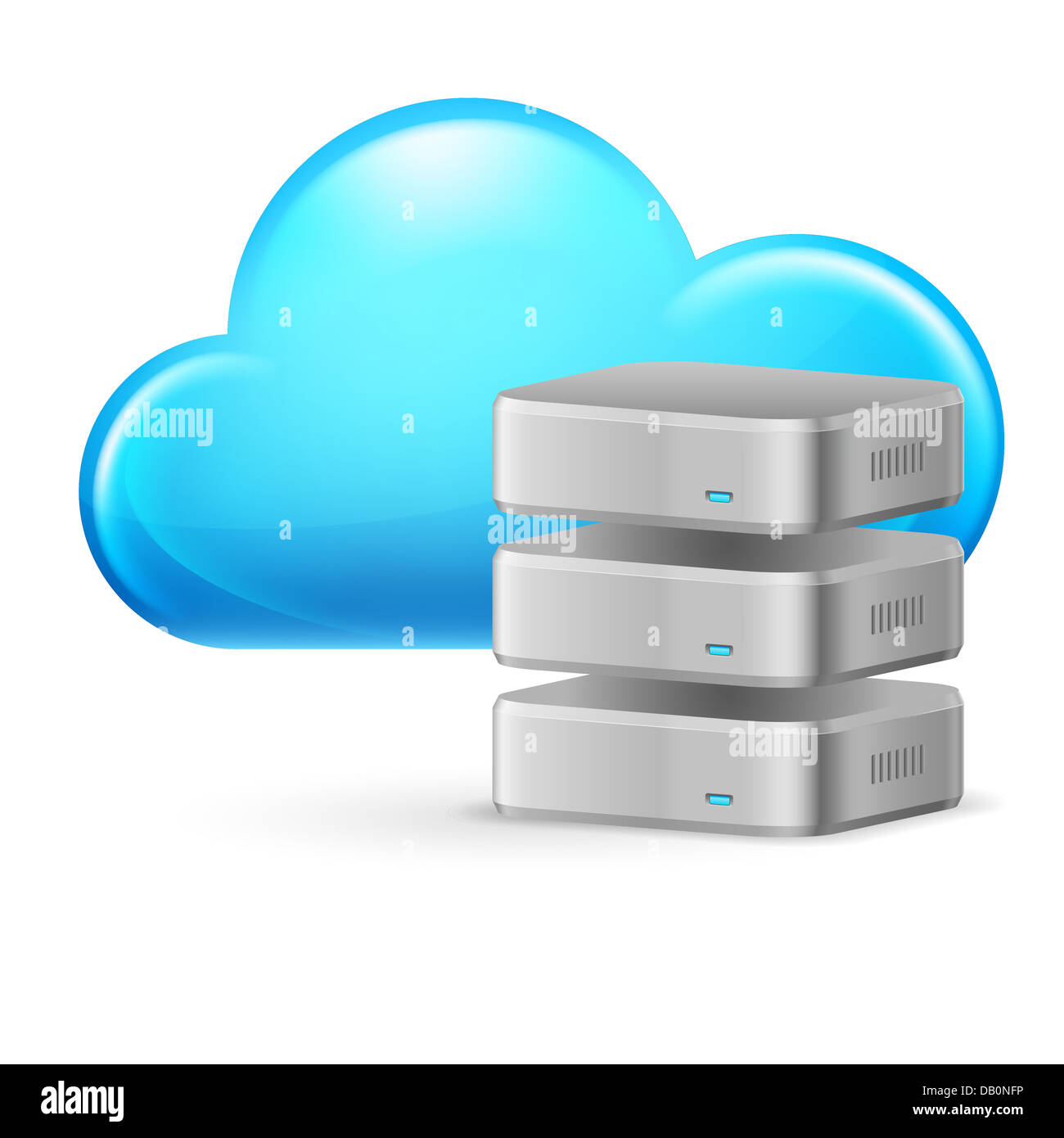 Cloud computing and remote Database. Illustration on white Stock Photo ...