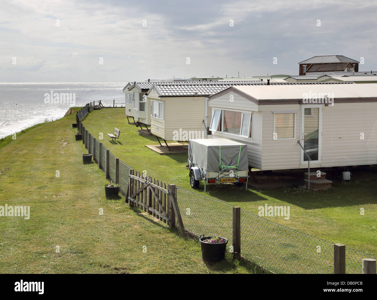 caravans and mobile homes at bacton on the norfolk coast Stock Photo