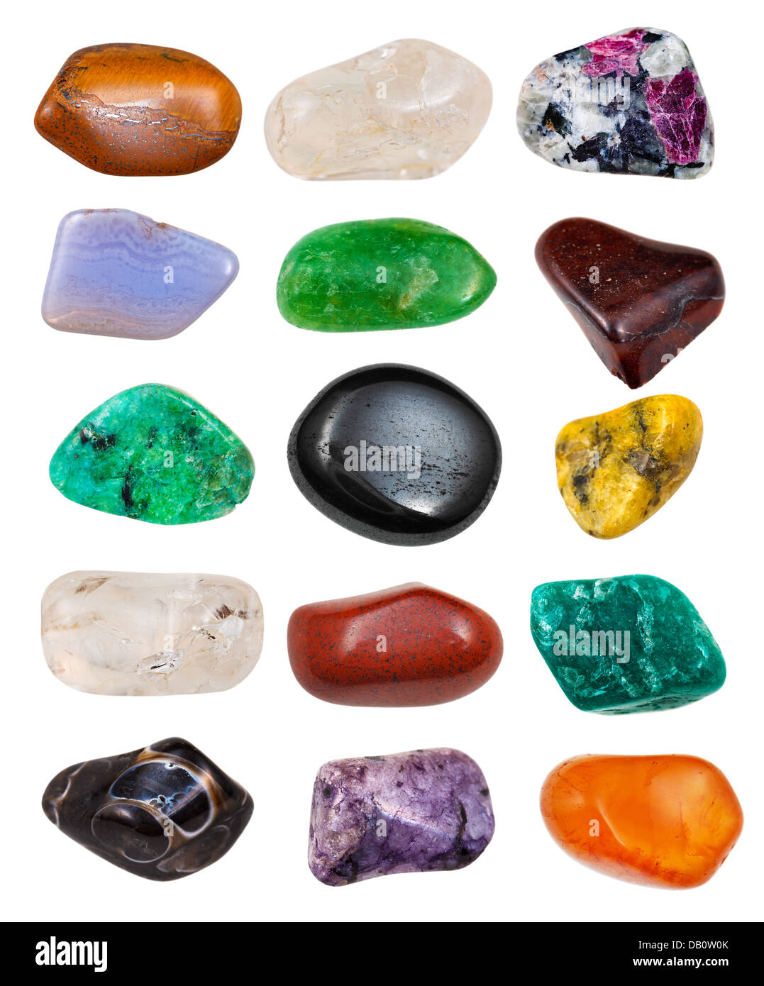 set of semi-precious stones isolated on white background Stock Photo