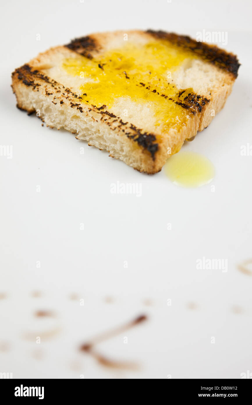 toasted bread with olive oil and salt Stock Photo