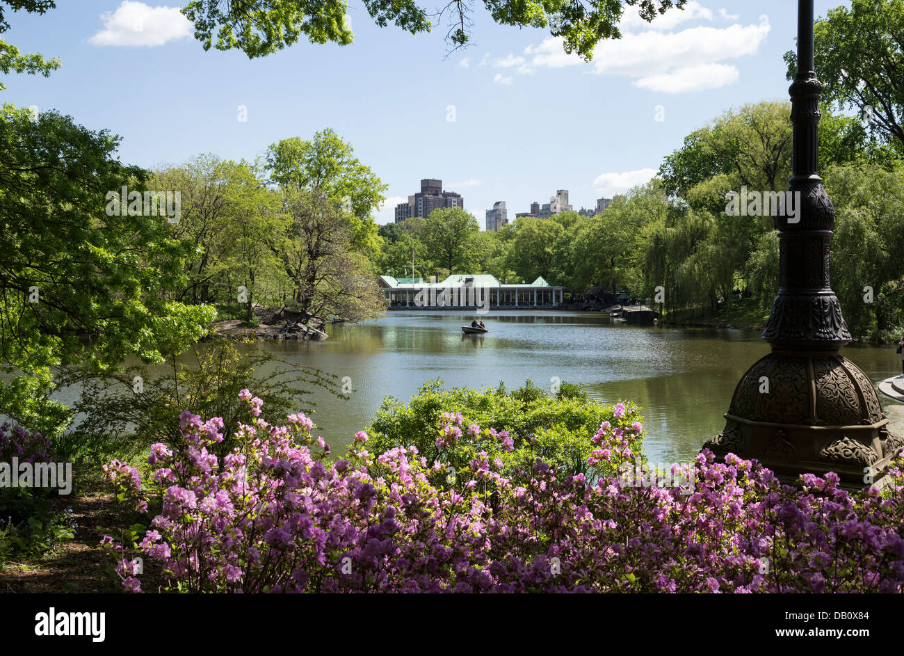 The Lake and Boathouse in Central Park, Springtime, NYC Stock Photo Alamy