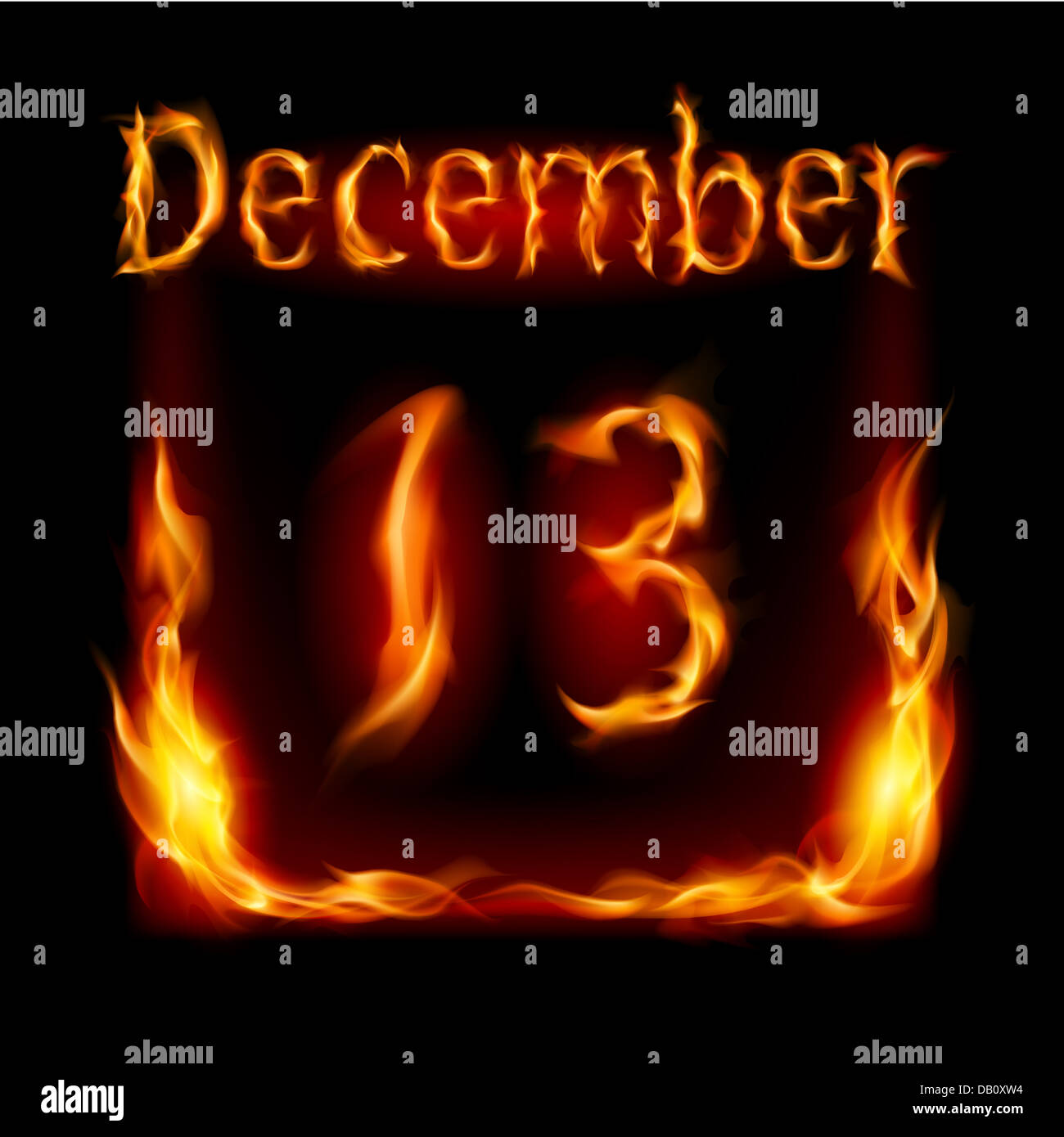 Thirteenth December in Calendar of Fire. Icon on black background Stock ...