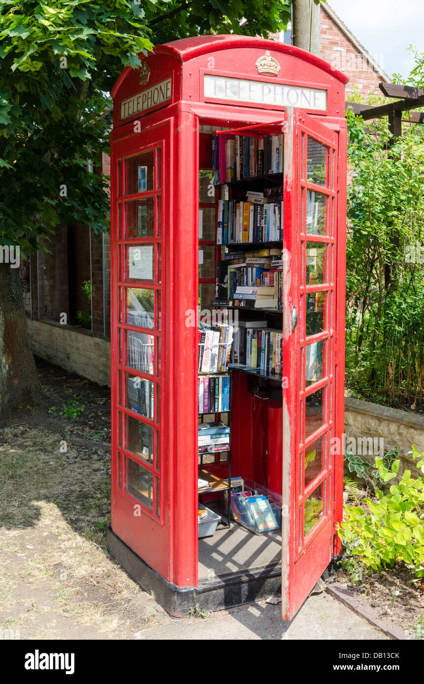 The Book Exchange honesty library in a phone box in the Worcestershire village of Belbroughton Stock Photo
