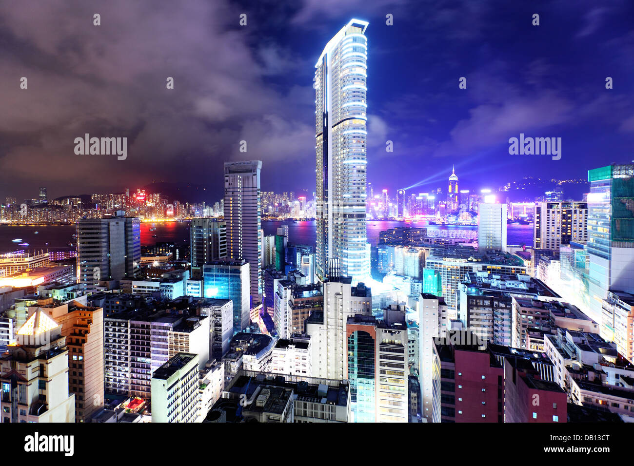 Hong Kong with crowded building at night Stock Photo - Alamy