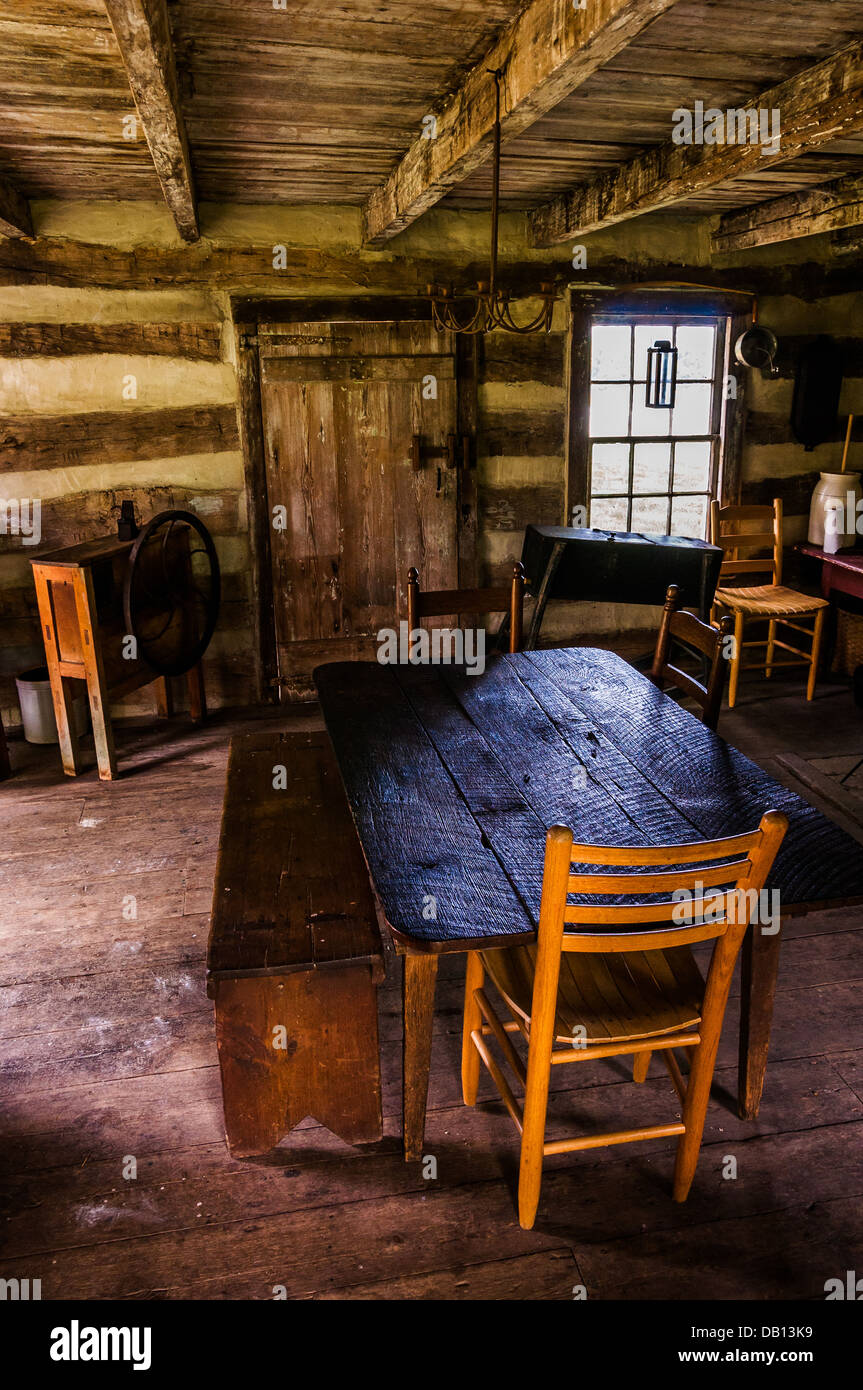 Interior Of A Historic Log Cabin In Sky Meadows State Park