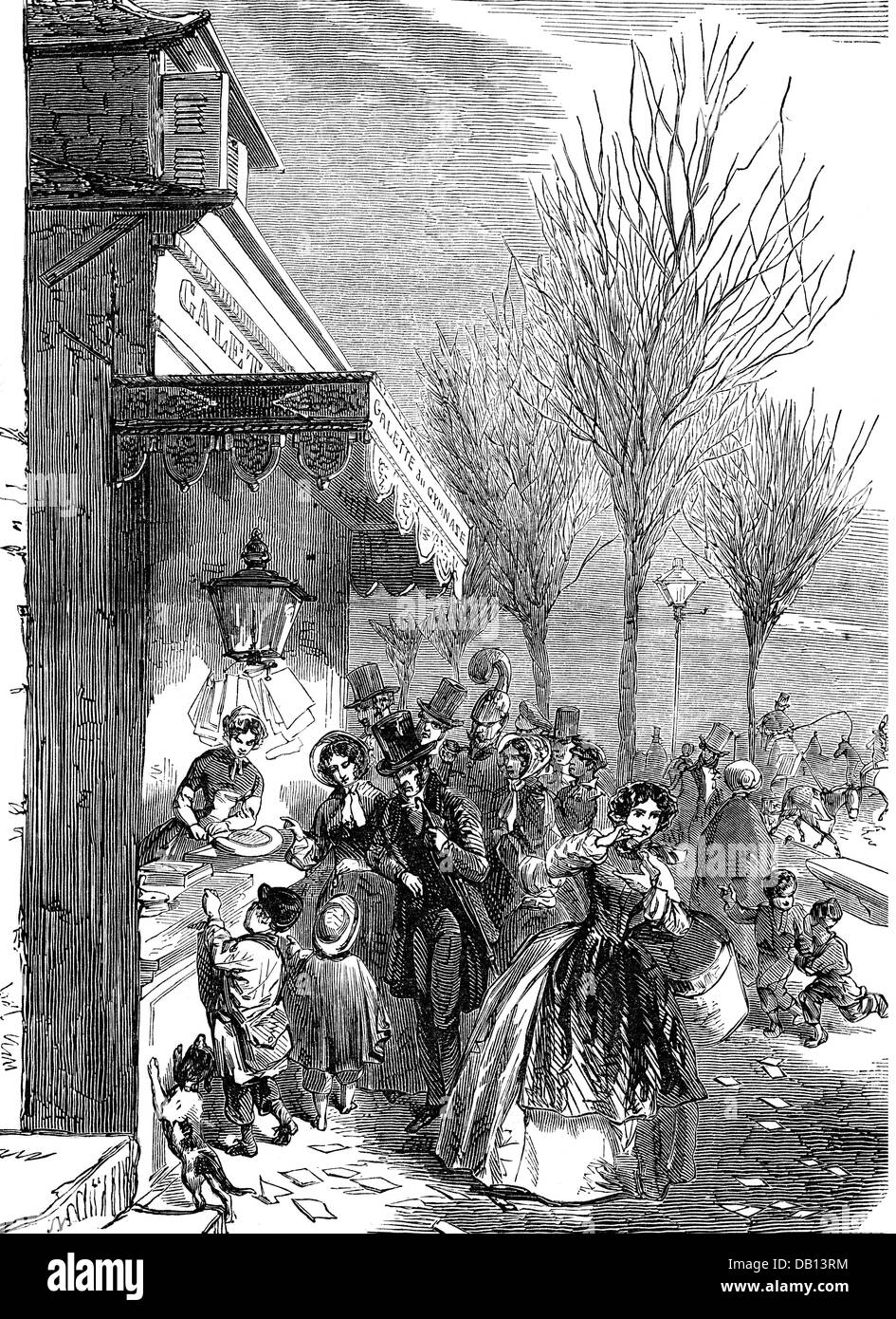 trade, food, cakes from 'Galette du Gymnase', Paris, wood engraving, 1853, Additional-Rights-Clearences-Not Available Stock Photo