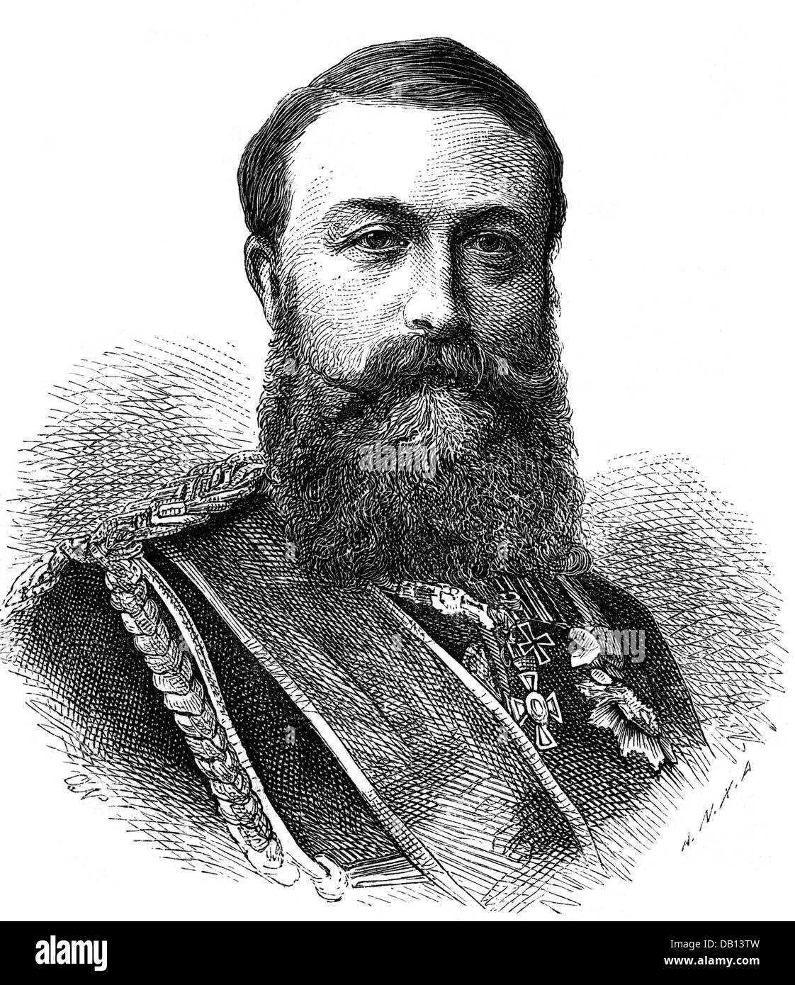 Frederick I, 9.9.1826 - 28.9.1907, Grand Duke of Baden 5.9.1856 - 28.9.1907, portrait, wood engraving, circa 1875, Stock Photo