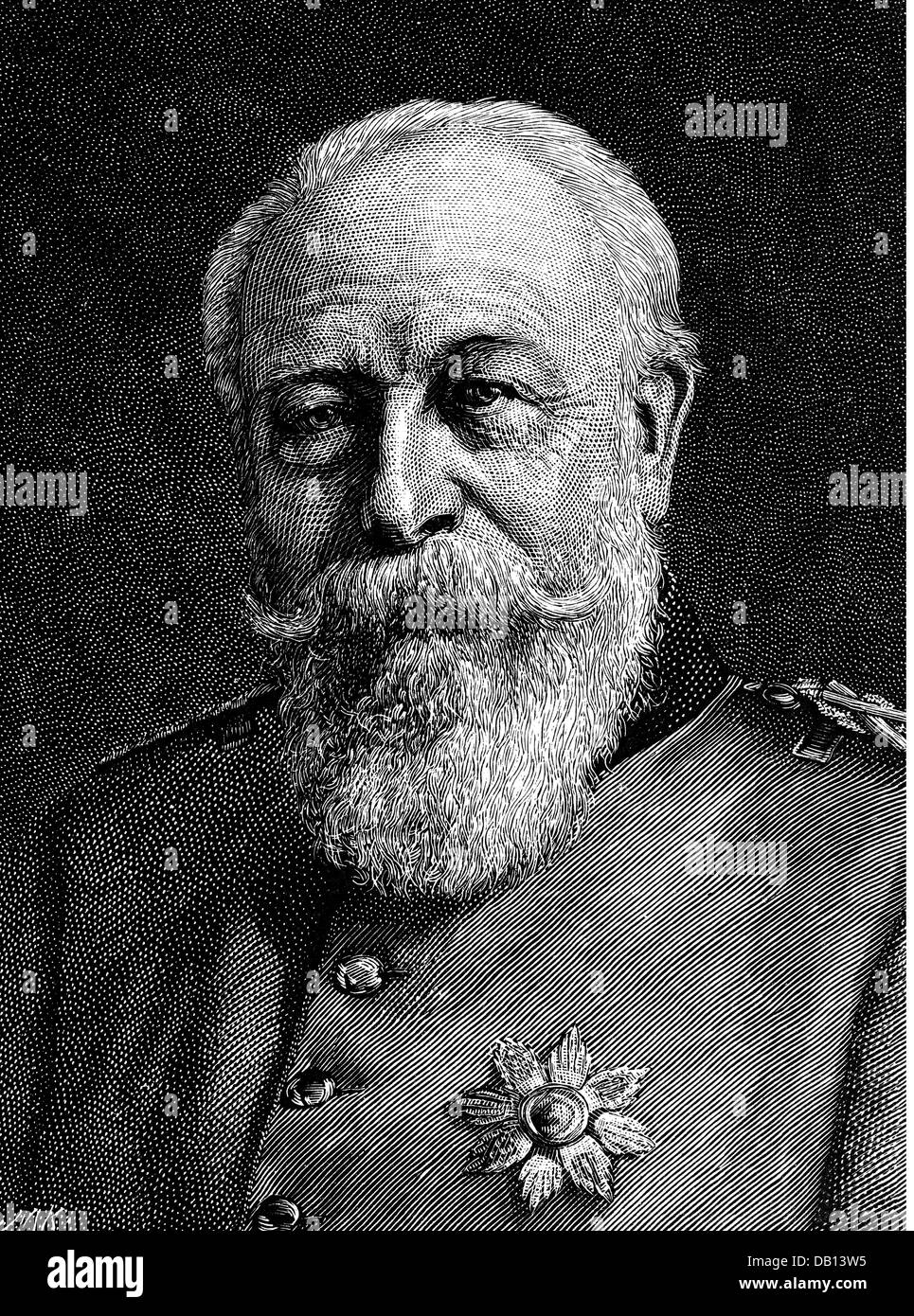 Frederick I, 9.9.1826 - 28.9.1907, Grand Duke of Baden 5.9.1856 - 28.9.1907, portrait, wood engraving, circa 1895, Stock Photo