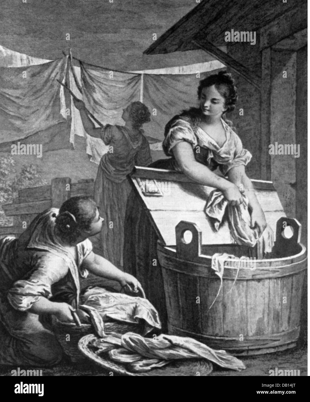 household,washing,laundresses,engraving,18th century,18th century,graphic,graphics,household,households,domestic work,housework,household chores,do the chores,housekeep,housewife,housewives,homemaker,half length,standing,tub,laundry,washing,wash,laundering,launder,conversation,conversations,talks,talk,talking,laundry basket,linen basket,hamper,laundry baskets,linen baskets,hampers,clothesline,clotheslines,drying,dry,laundresses,laundress,washerwomen,washwomen,historic,historical,female,woman,women,people,Additional-Rights-Clearences-Not Available Stock Photo
