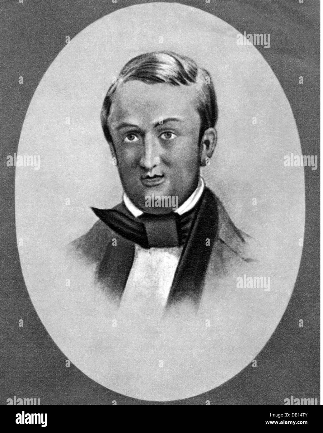Wagner, Richard, 22.5.1813 - 13.2.1883, German composer, portrait, wanted poster because of his participation in the May Uprising in Dresden, 16.5.1849, , Stock Photo