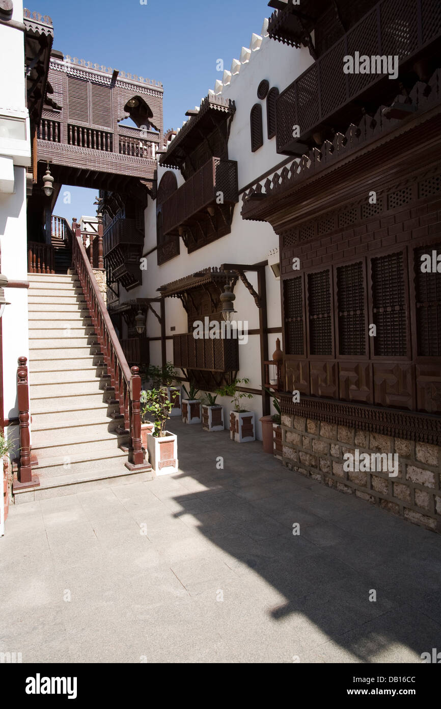 Interior courtyard of the Al-Tayibat City Museum for International Civilization, Jeddah, Saudi Arabia Stock Photo