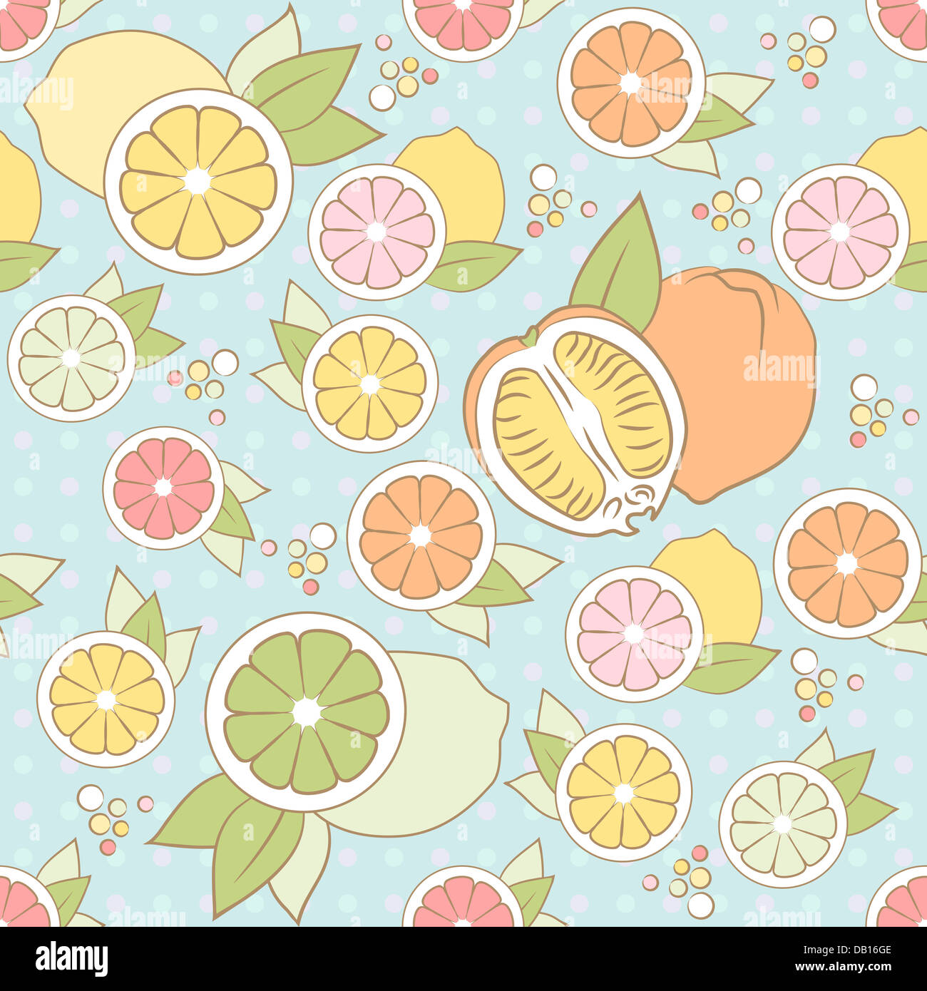 vector pastel seamless pattern with different citrus Stock Photo - Alamy