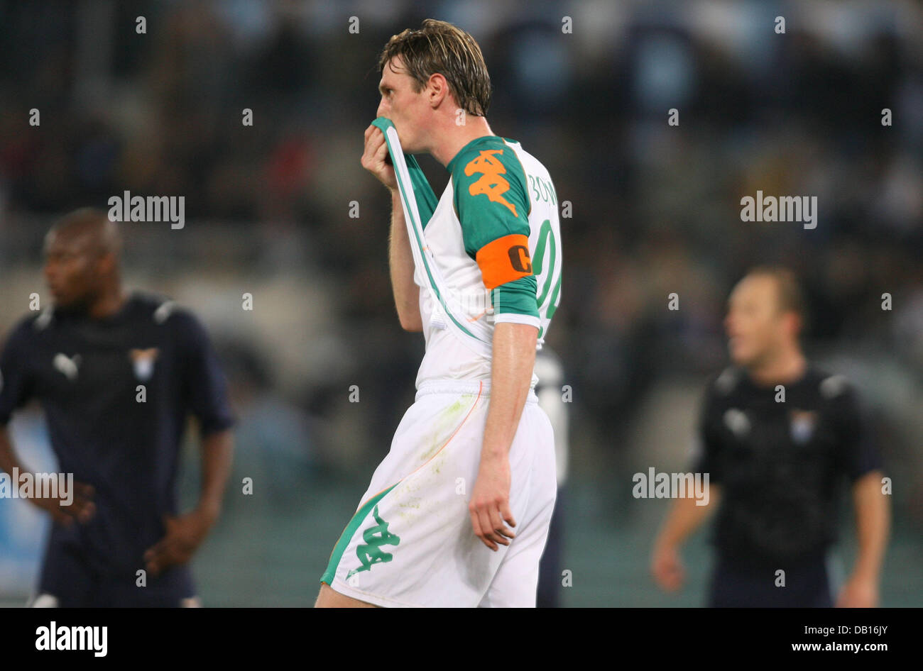 Werder Bremen's Tim Borowski is pictured after a Champions League soccer match against Lazio Rome at Stadio Olimpico in Rome, Italy, 6 November 2007. Werder Bremen lost 2-1. Photo: Carmen Jaspersen Stock Photo