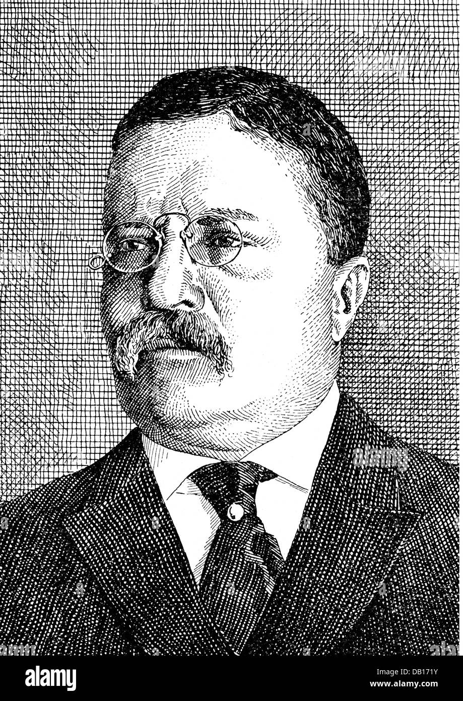Roosevelt, Theodore 'Teddy', 27.10.1858 - 6.1.1919, American politician (Rep.), 26. Präsident der USA 14.9.1901 - 4.3.1909, portrait, wood engraving by George Paulin, 1920s, Stock Photo