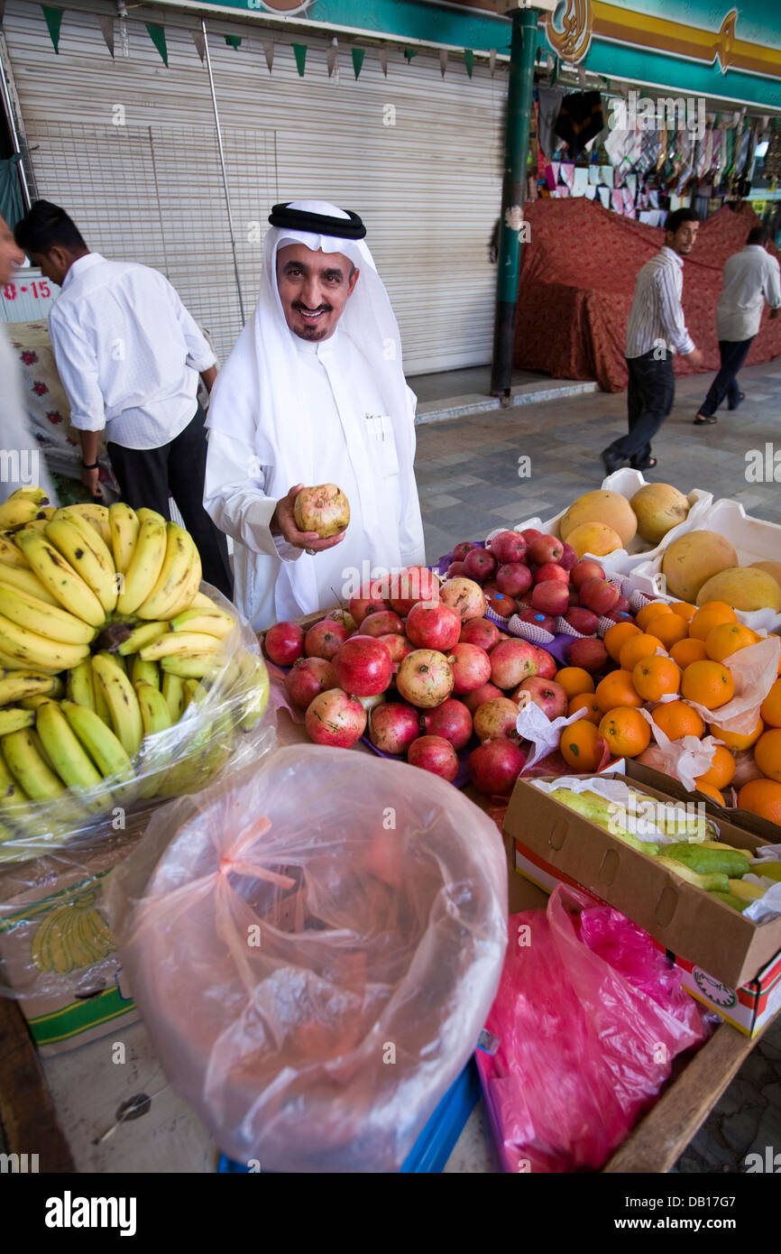 Fruit display at Souq al-Alawi market in Old Jeddah (Al-Balad), Jeddah, Saudi Arabia. Stock Photo